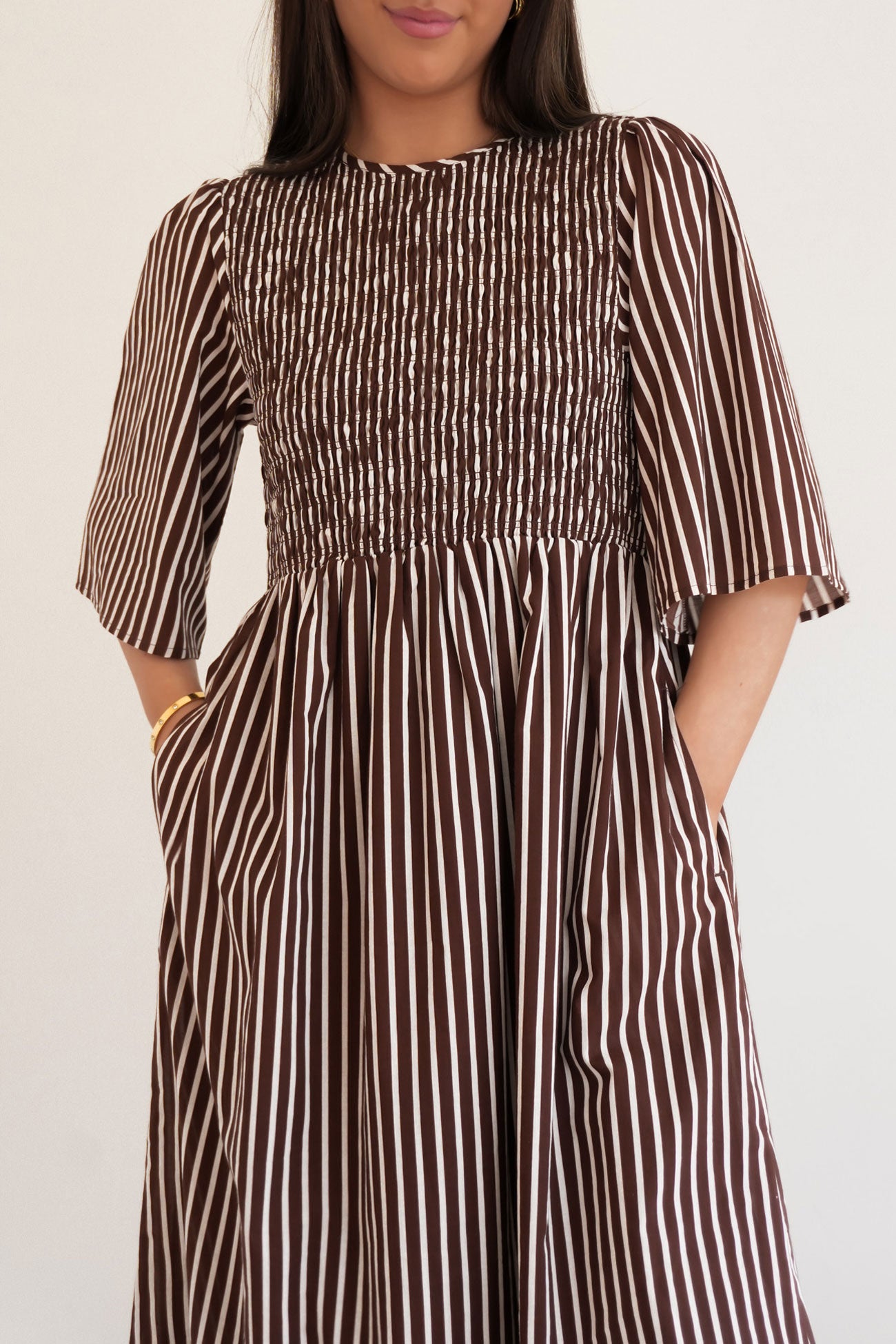 Roni Midi Dress Chocolate Stripe