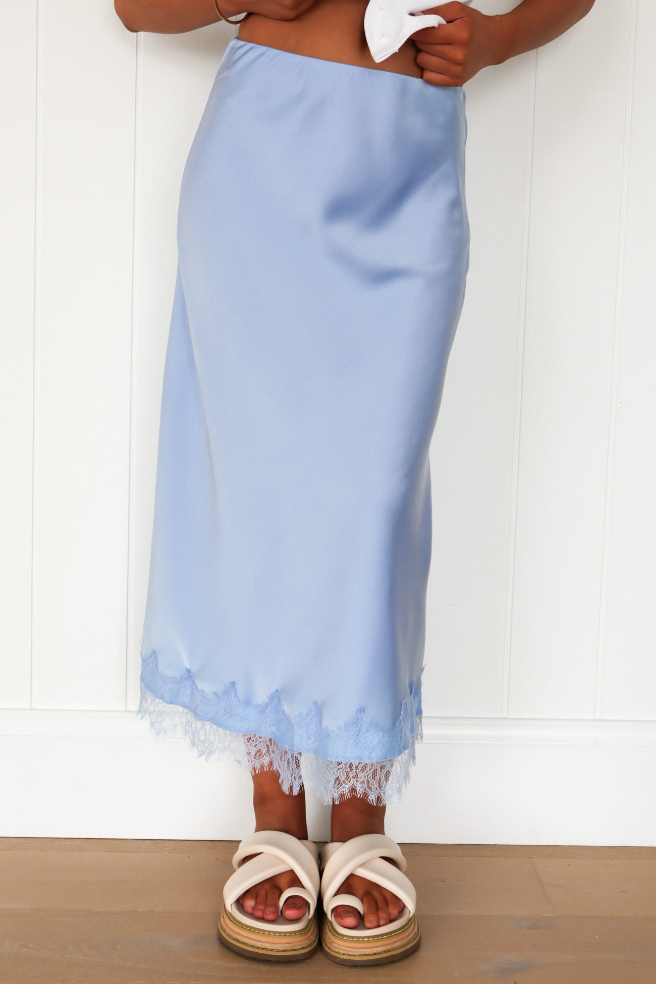 Rorey Lace Midi Skirt Blue