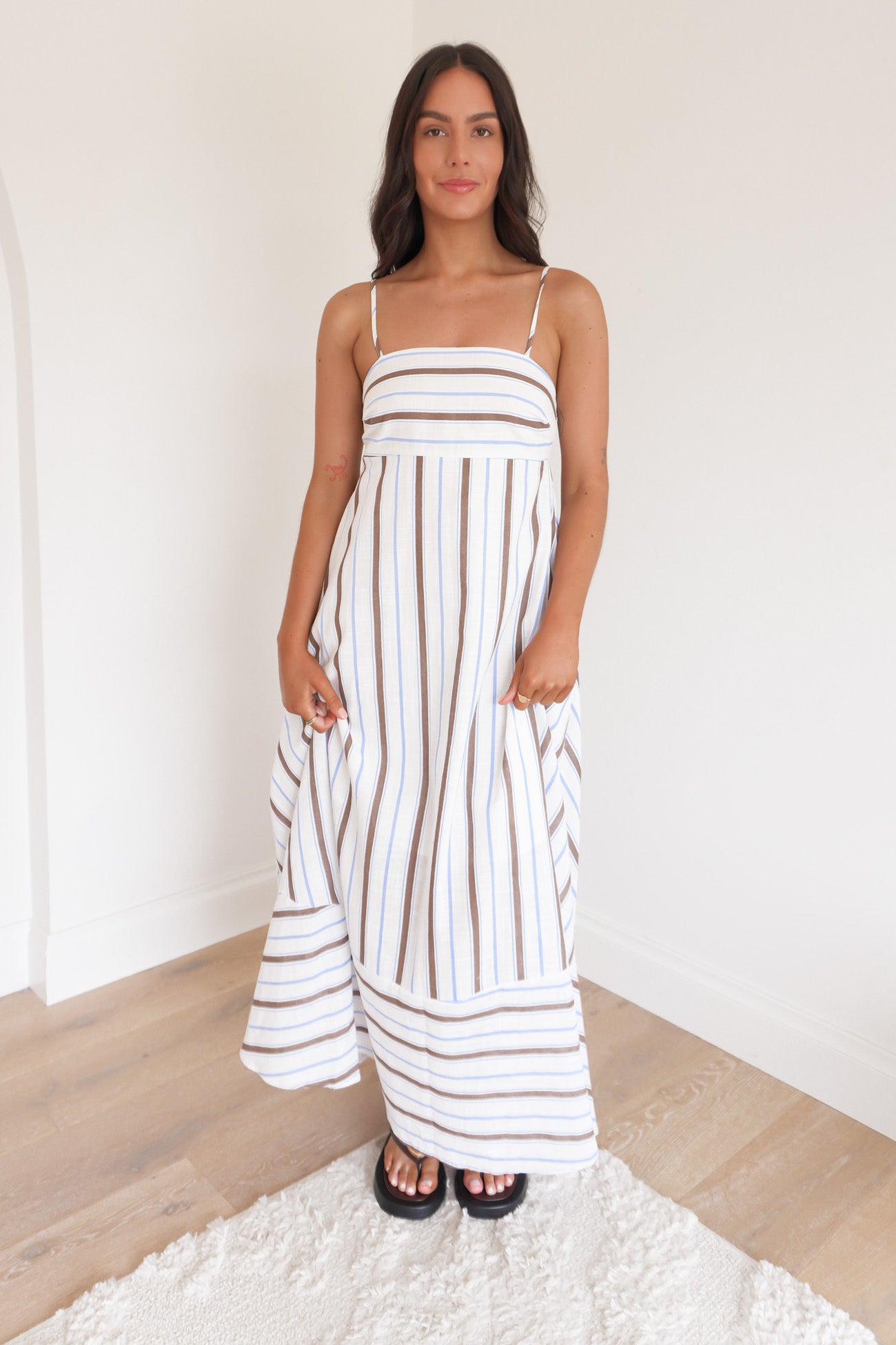 Sashia Maxi Dress Chocolate Blue Stripe