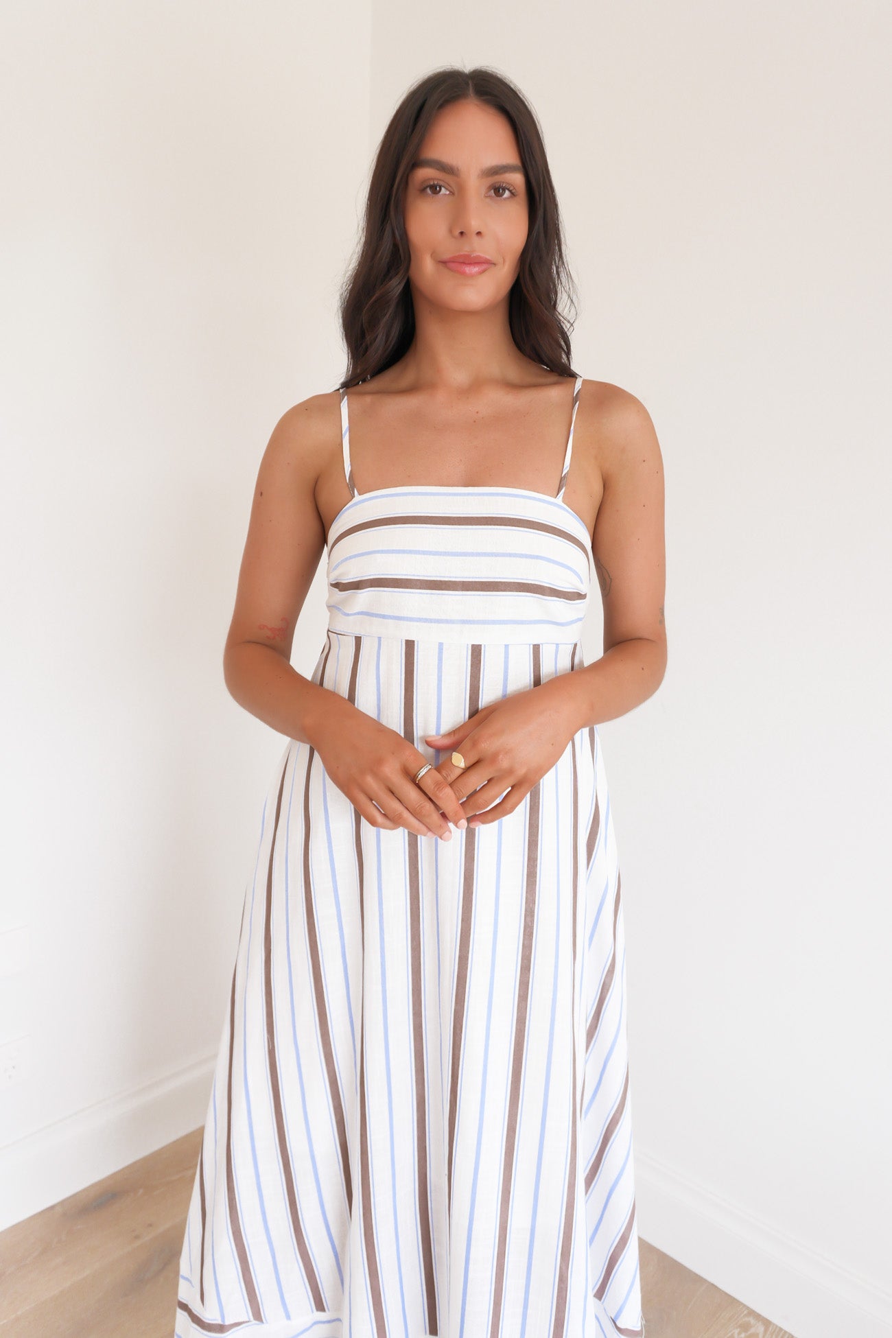 Sashia Maxi Dress Chocolate Blue Stripe