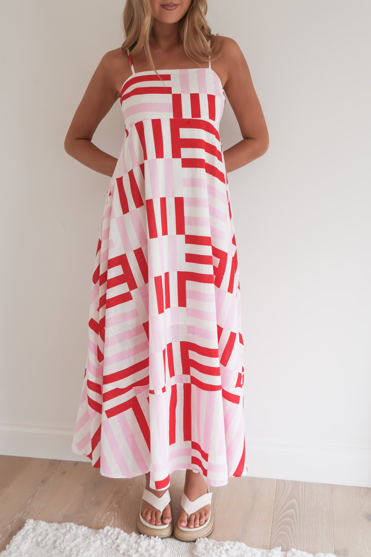 Sashia Maxi Dress Pink Geo Stripe