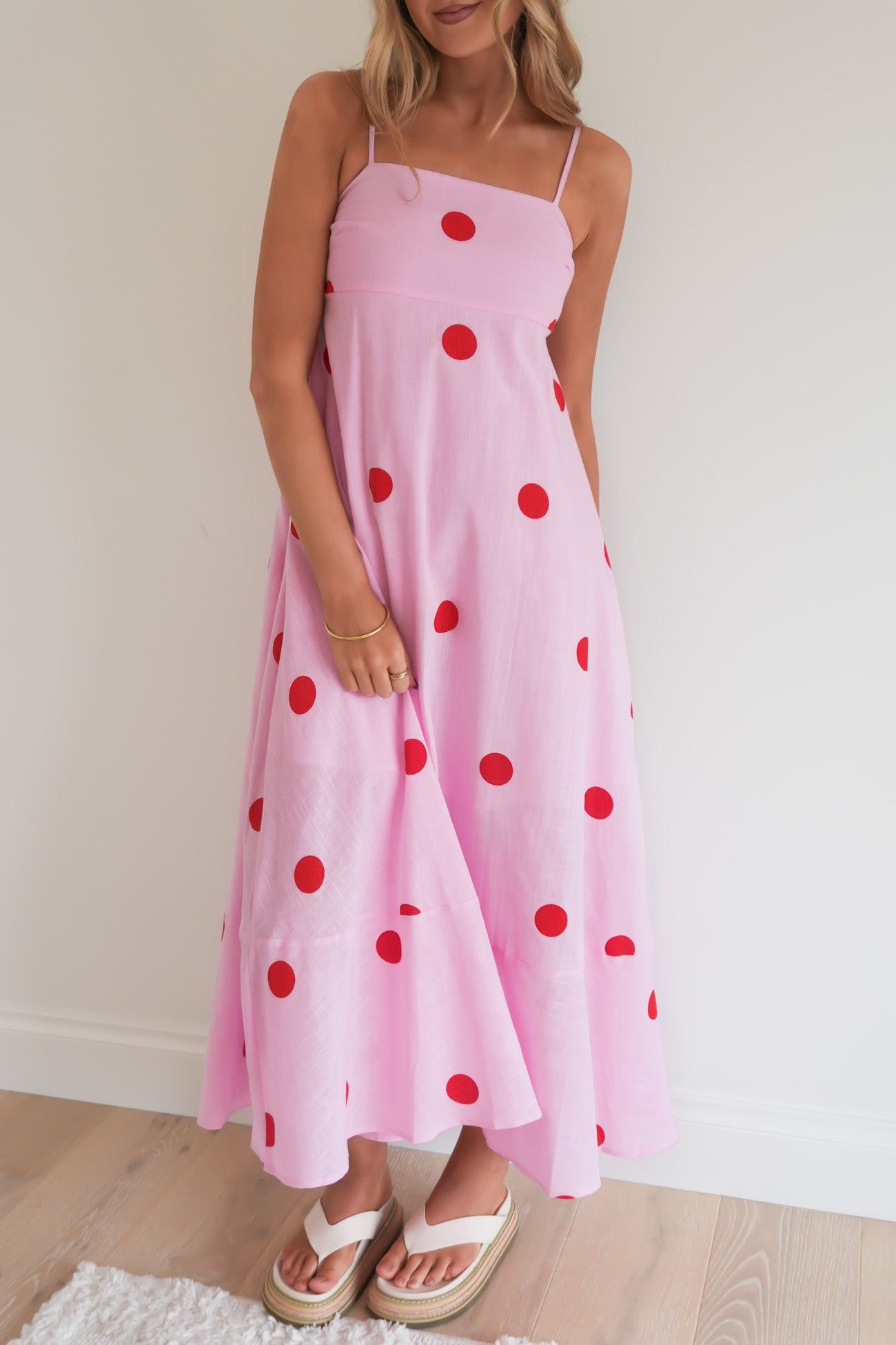 Sashia Maxi Dress Pink Polka Dot