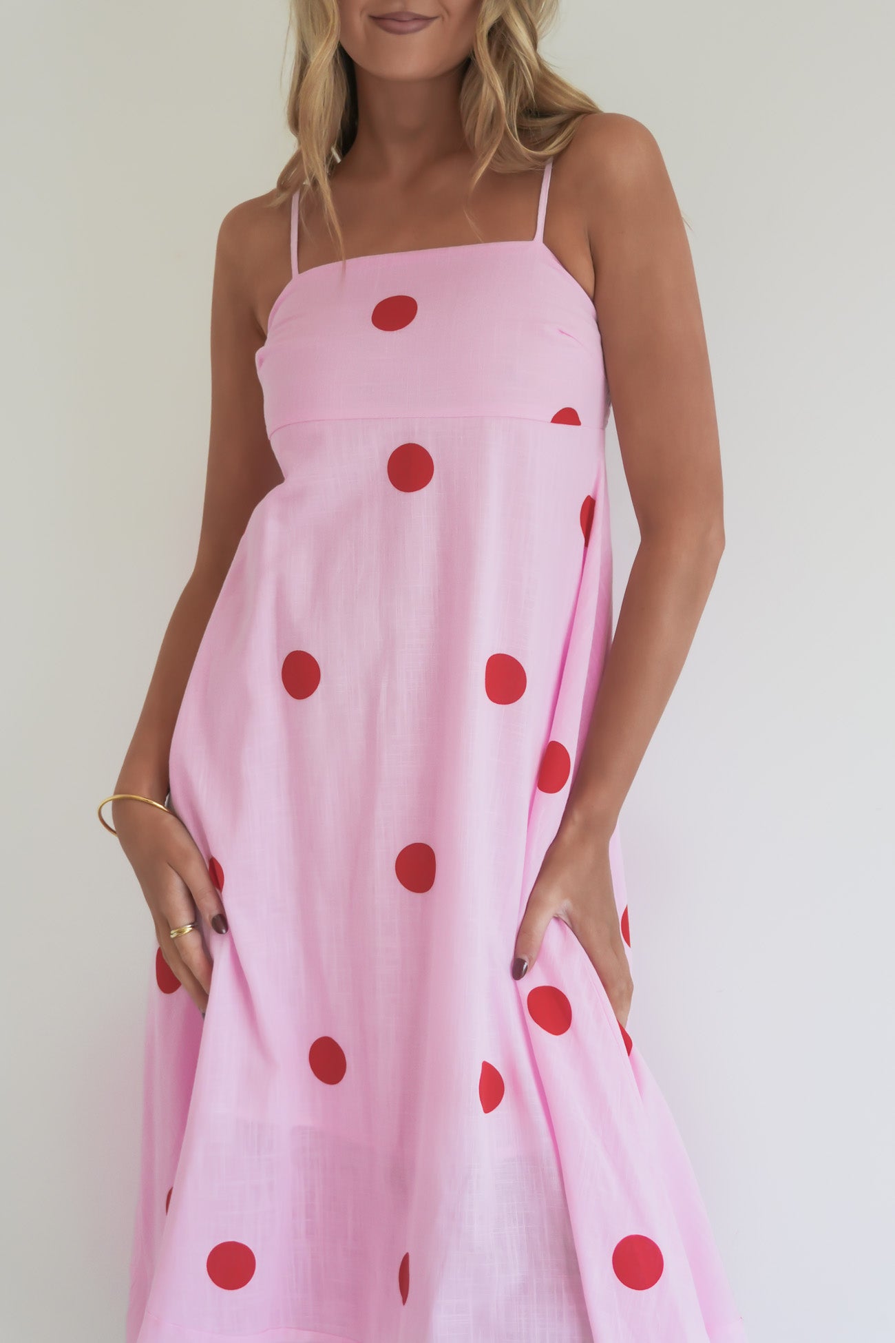 Sashia Maxi Dress Pink Polka Dot