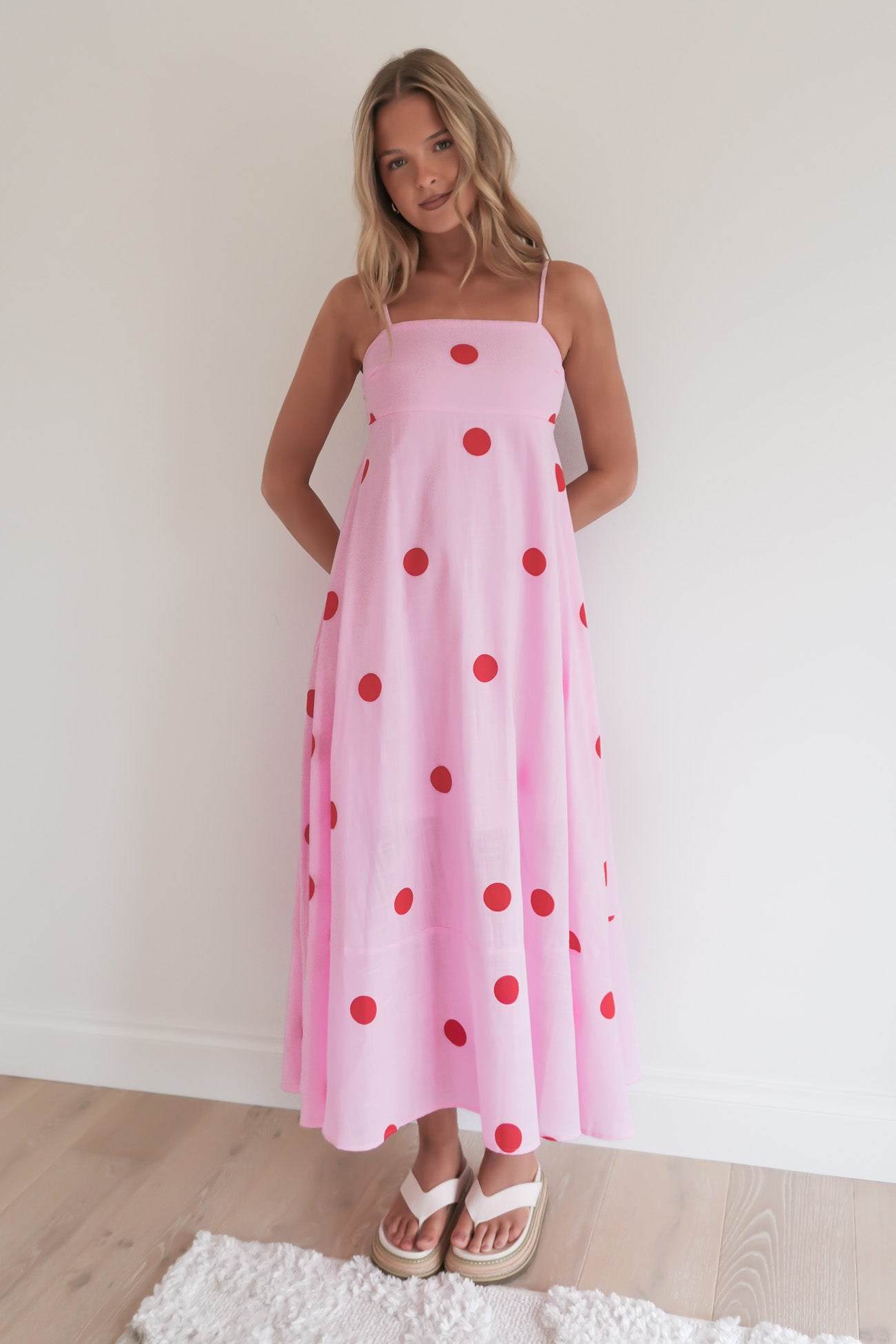 Sashia Maxi Dress Pink Polka Dot