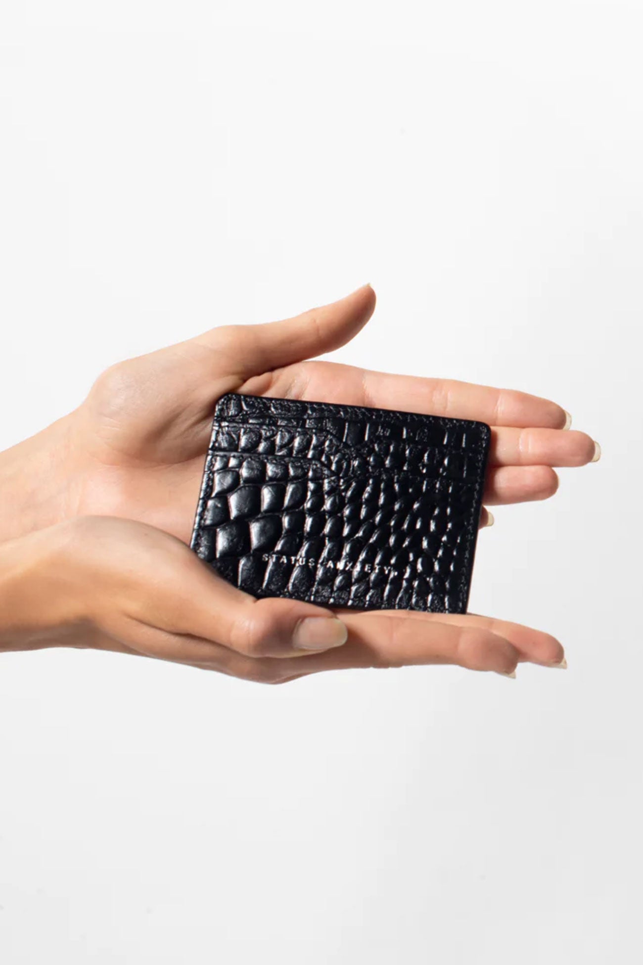 Together For Now Card Wallet Black Croc Emboss