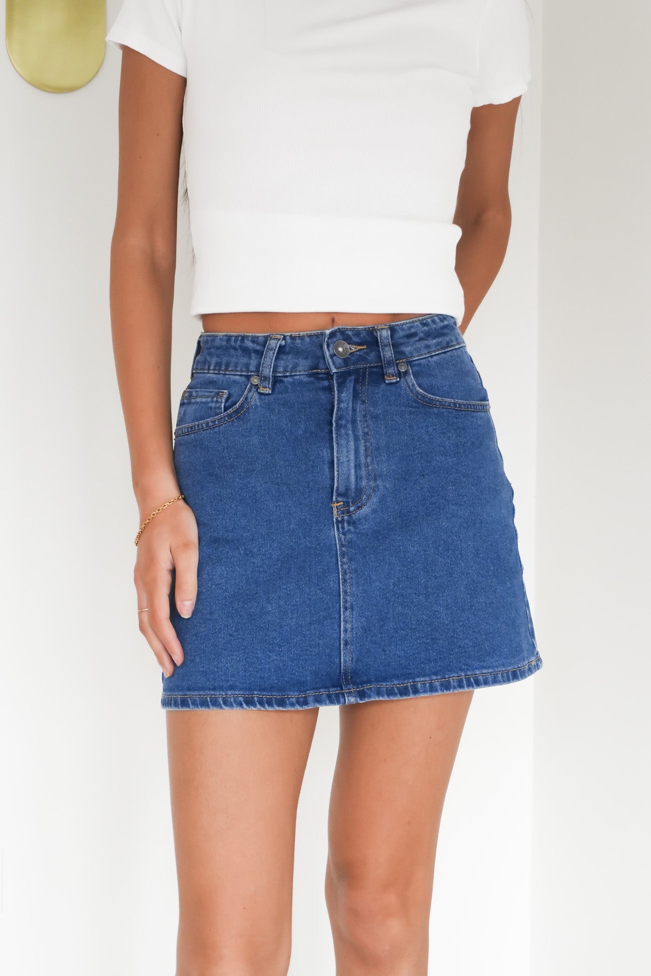 Selina Comfort Skirt Mid Blue
