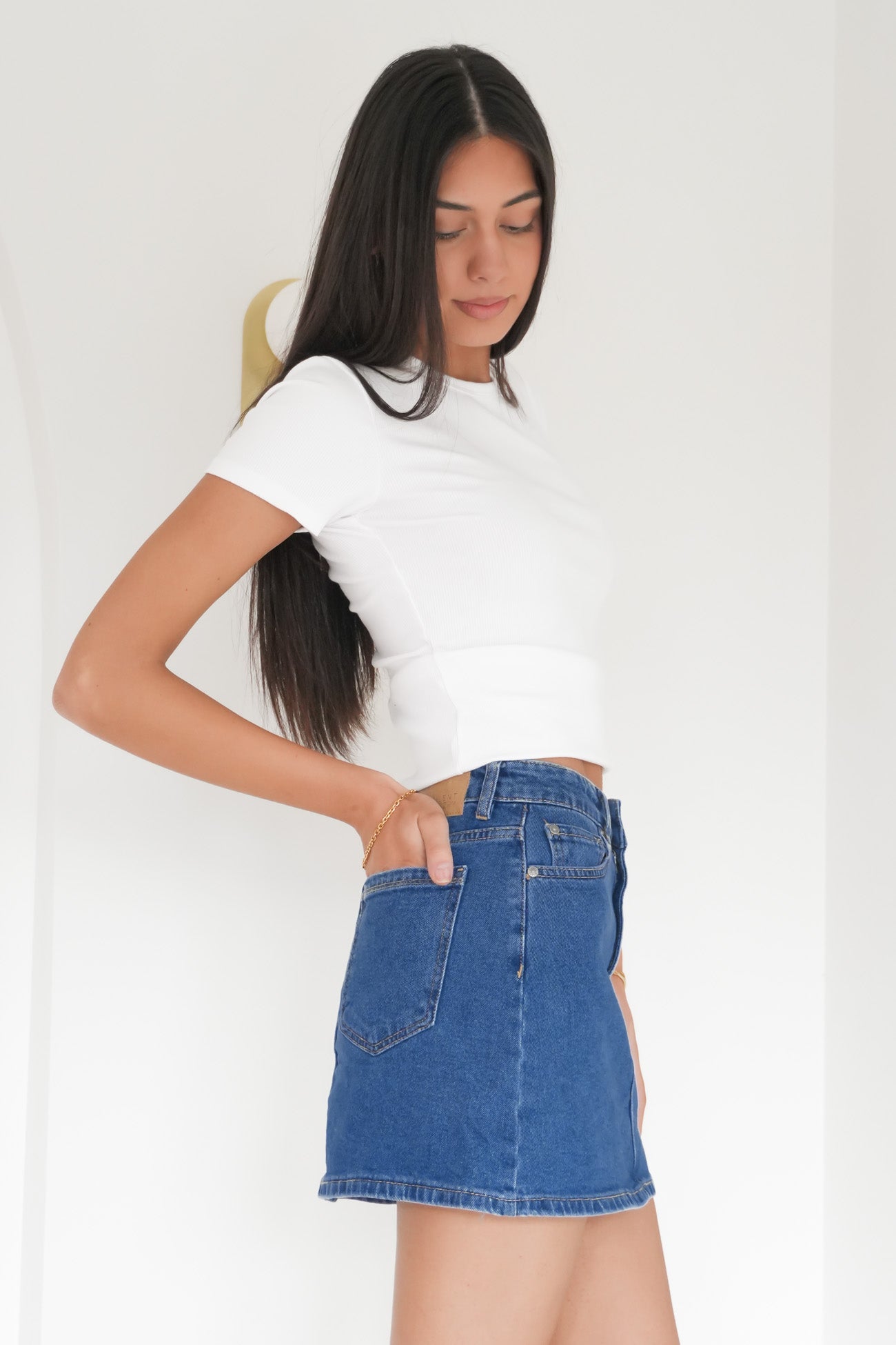Selina Comfort Skirt Mid Blue