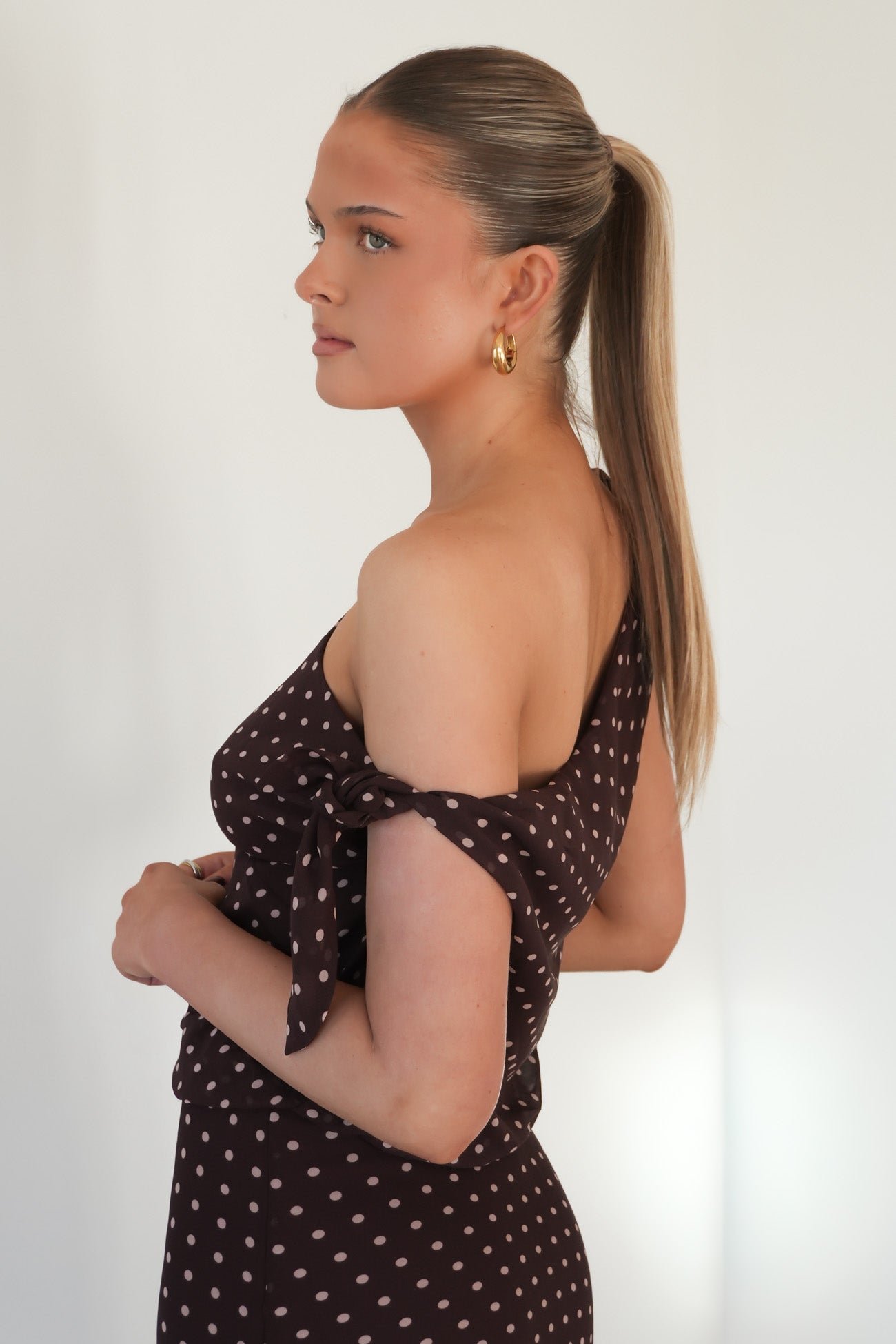 Shanice Maxi Dress Brown Polka Dot