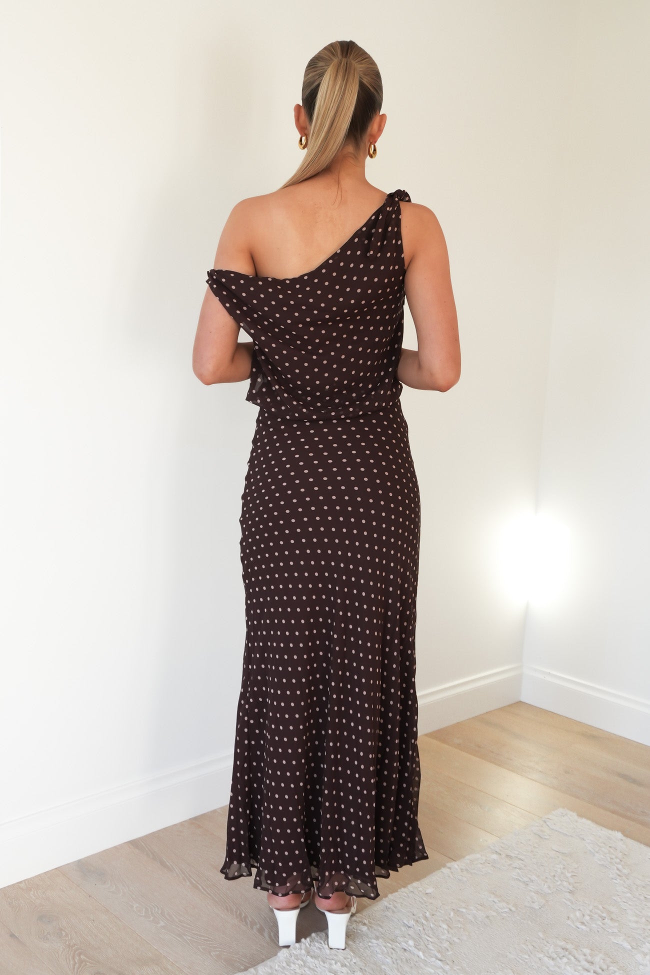 Shanice Maxi Dress Brown Polka Dot
