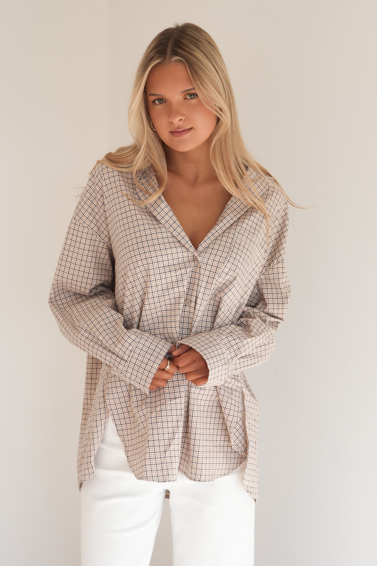 Sharnah Shirt Beige Check