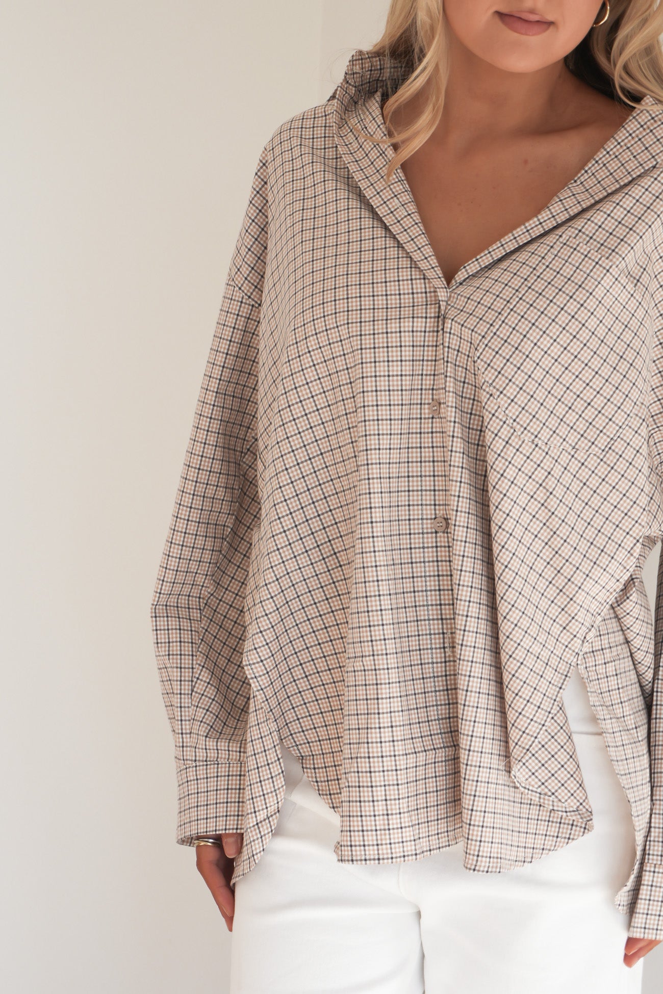 Sharnah Shirt Beige Check