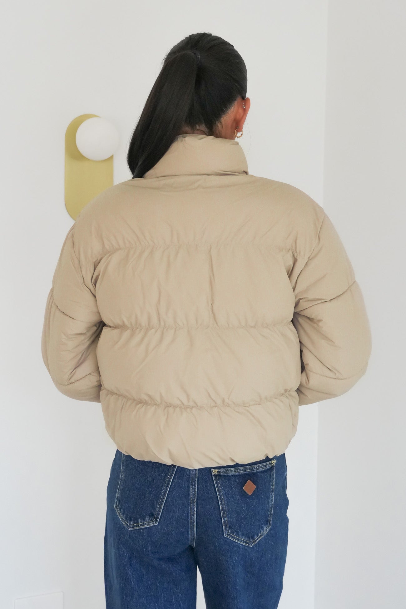 Short Padded Jacket Khaki Three