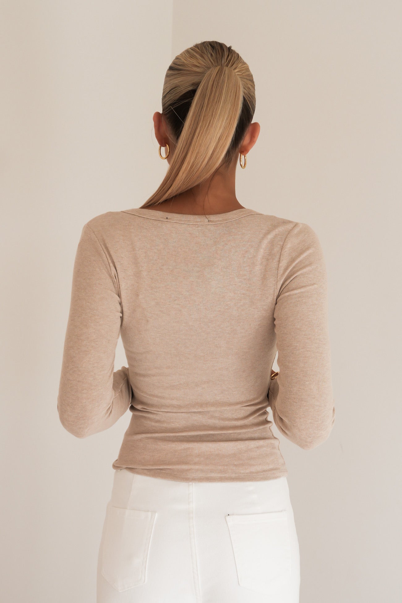 Sia Rib Long Sleeve Top Oat