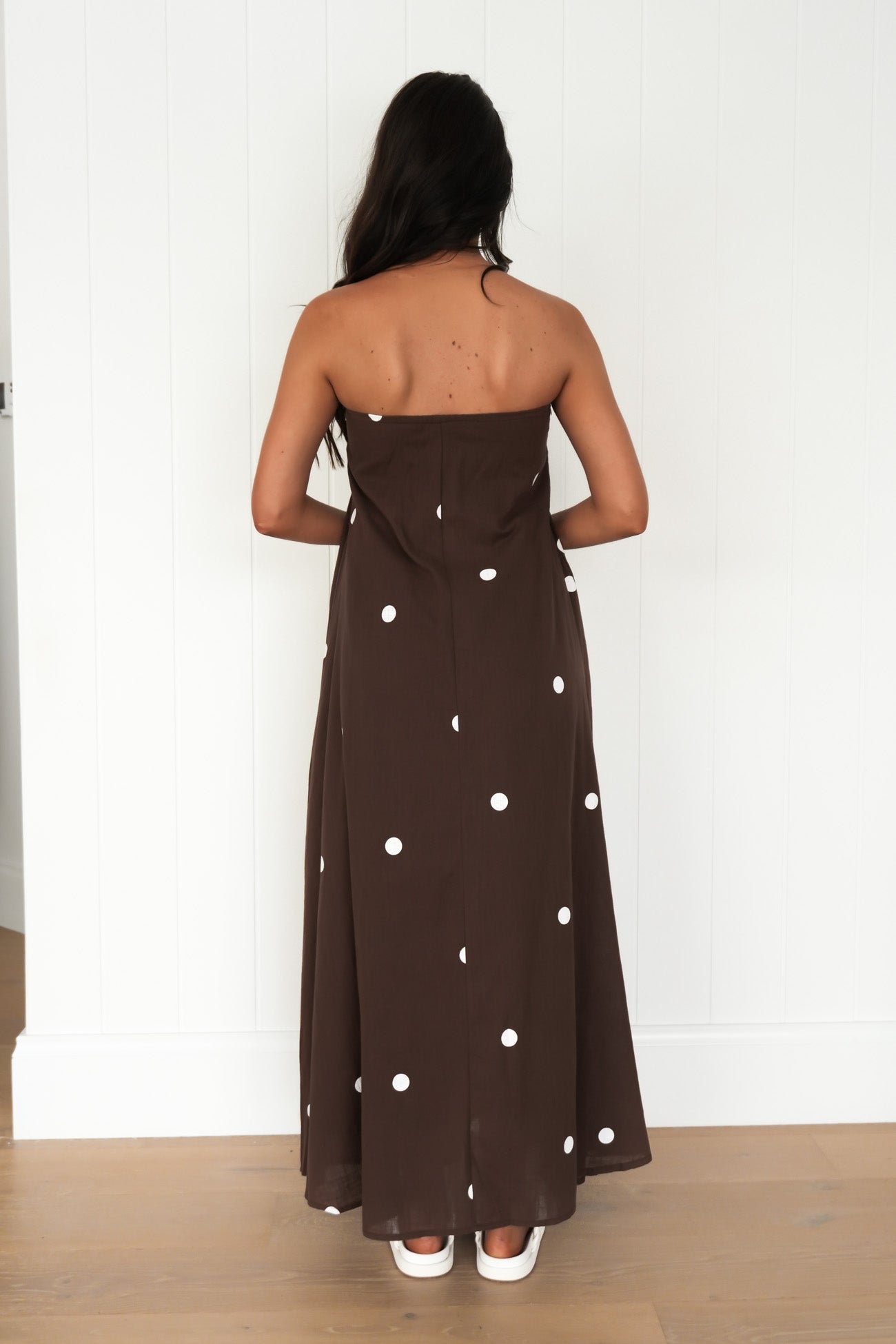 Sloane Maxi Dress Chocolate Polka Dot
