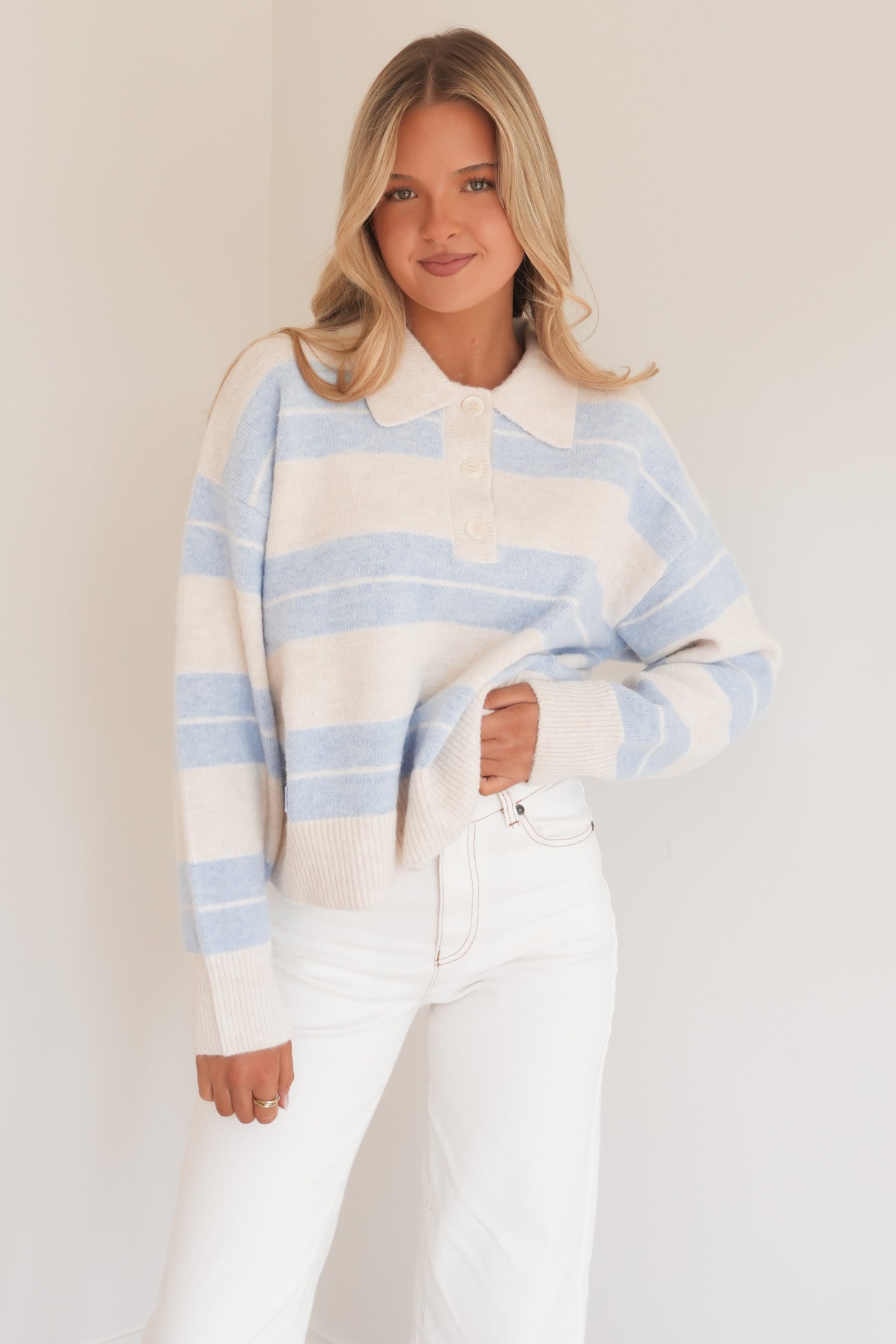 Sofia Stripe Polo Soft Blue