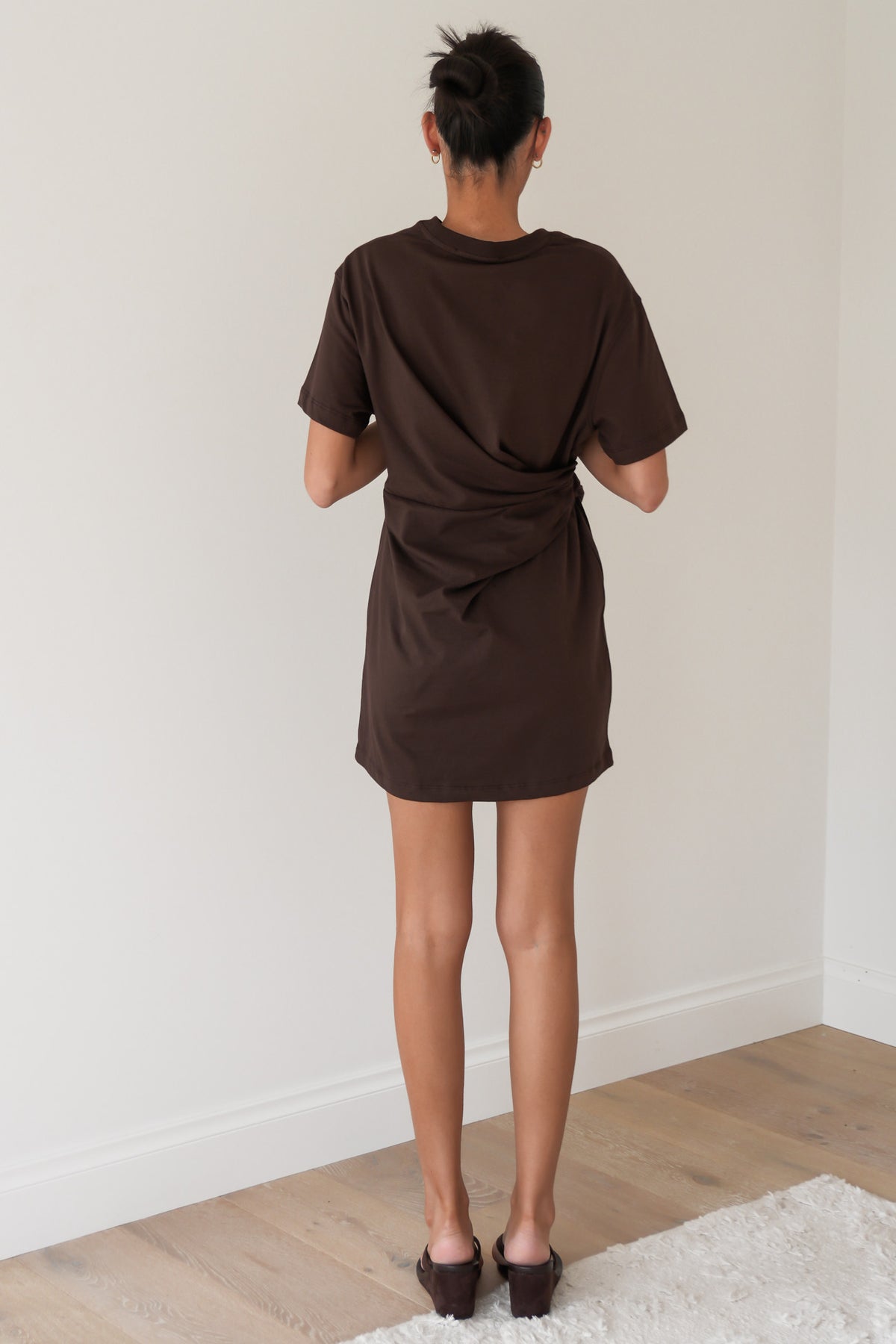 Soho Fold Over Mini Dress Chocolate