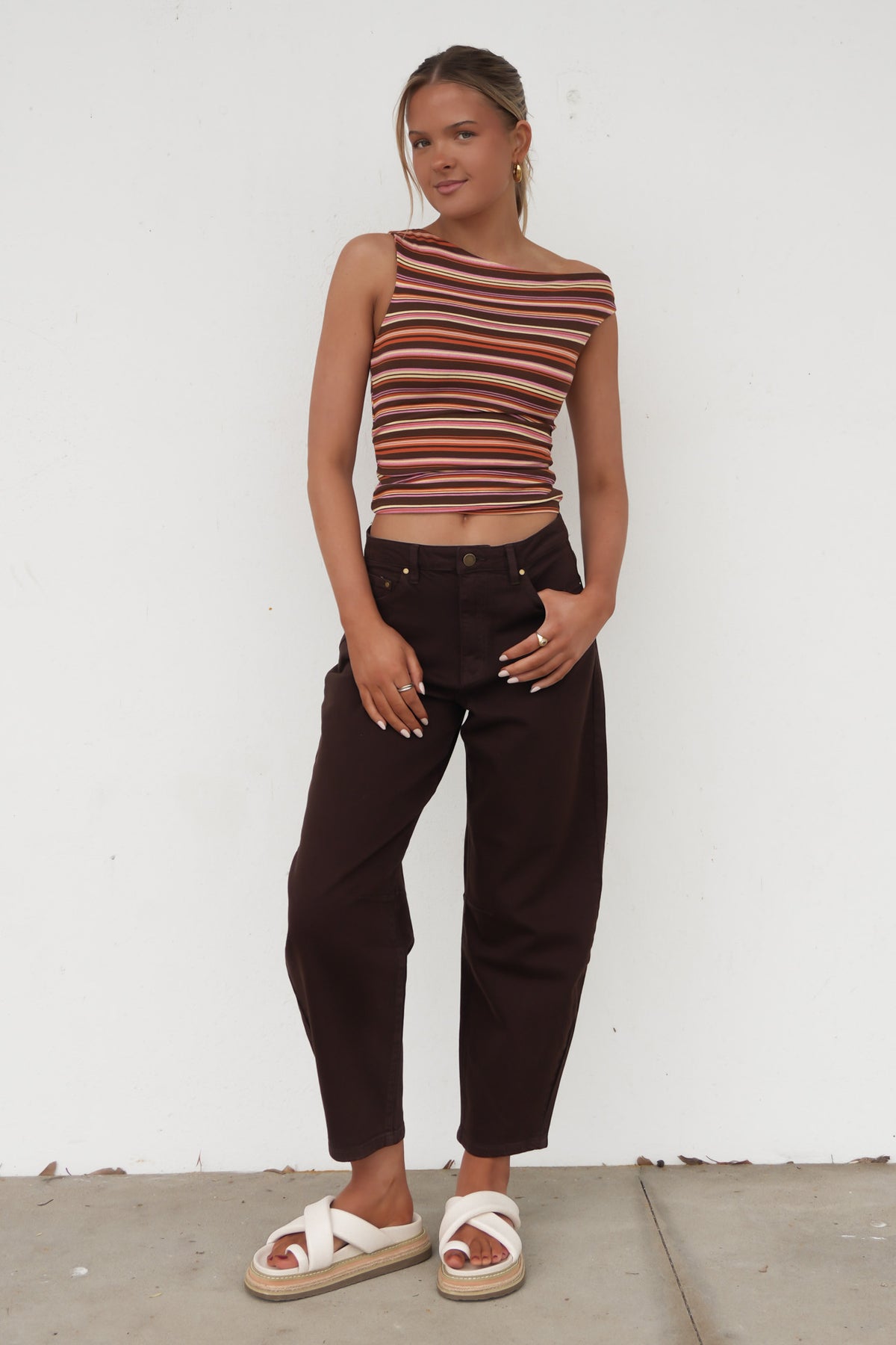 Soleil Off The Shoulder Top Stripe