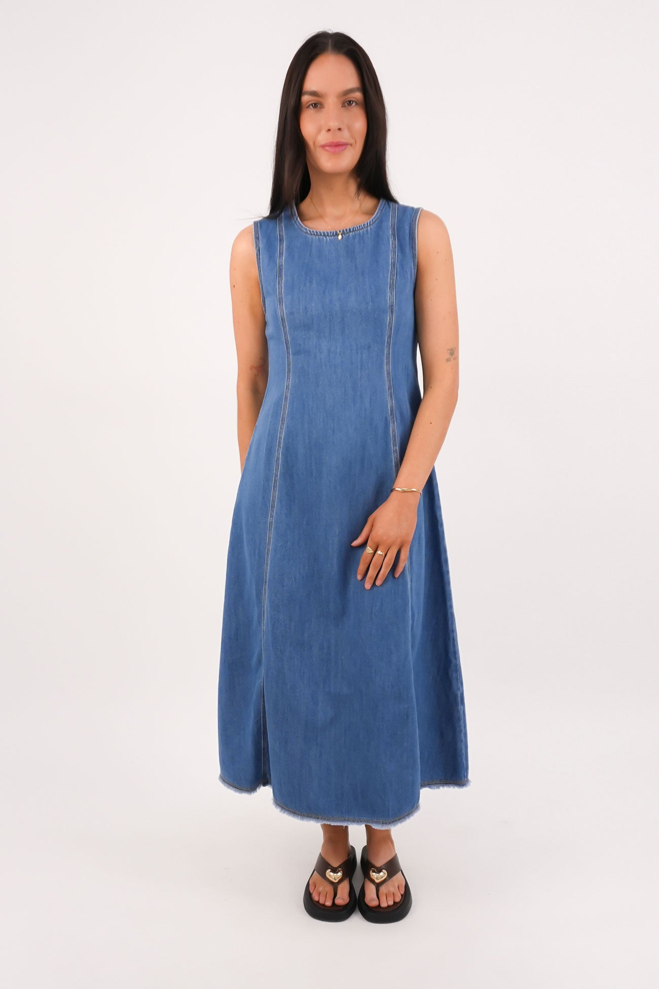 Solene Denim Dress Mid Blue