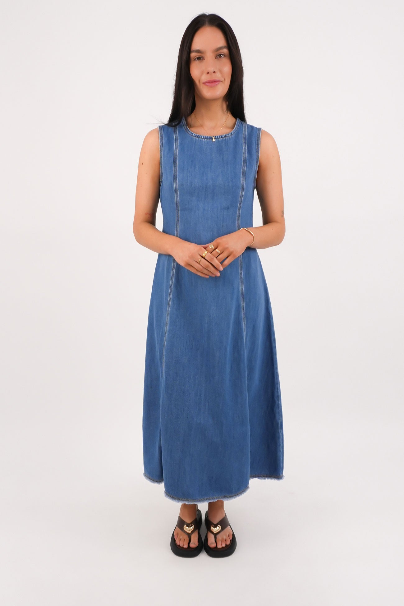 Solene Denim Dress Mid Blue
