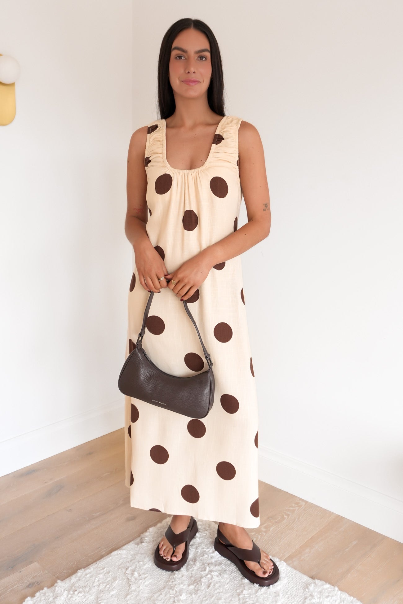 Jaymi Midi Dress Cream Polka Dot
