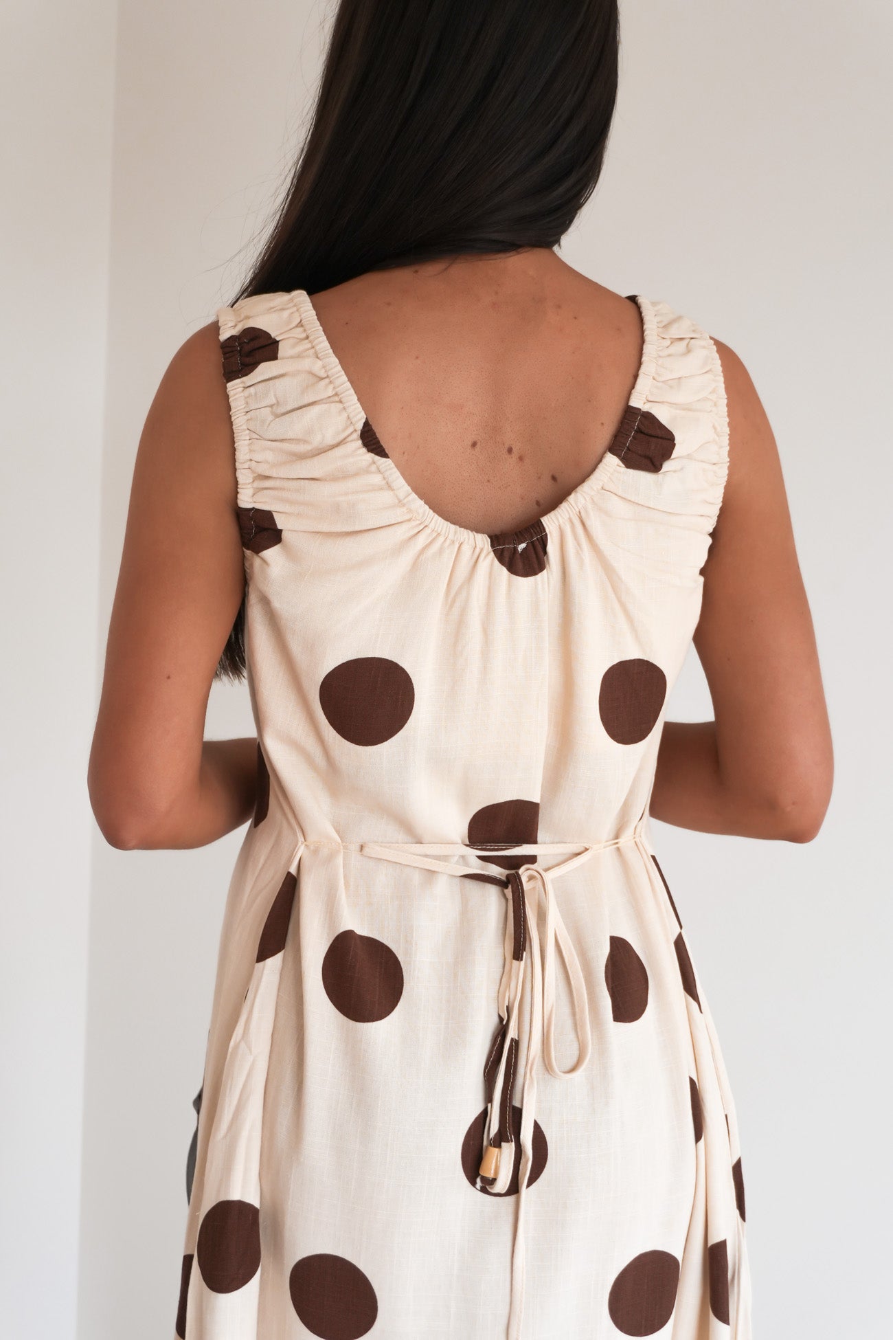 Jaymi Midi Dress Cream Polka Dot