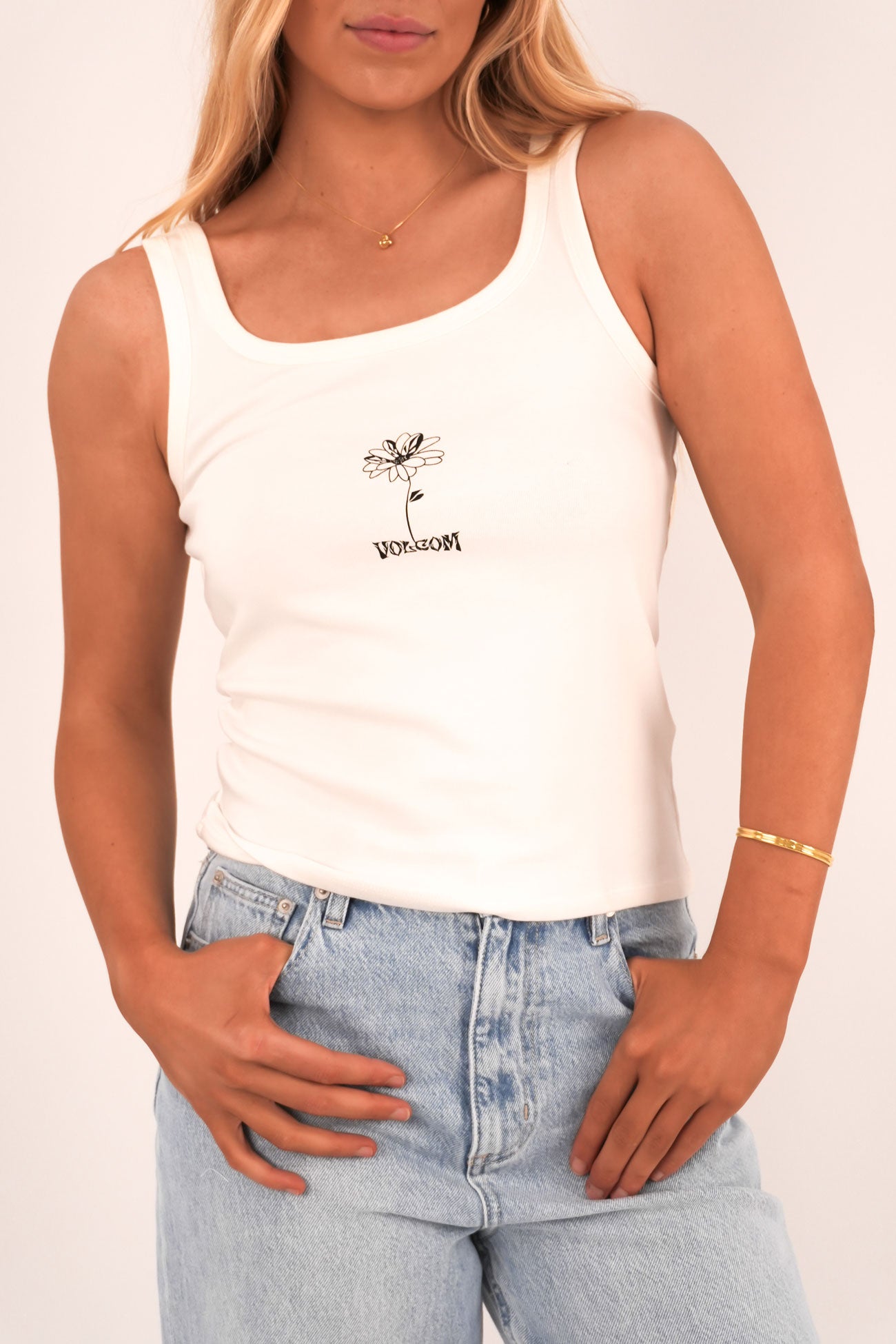 Stoney Time Tank Star White