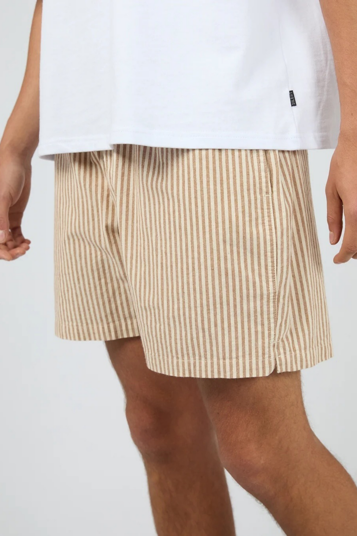 Stripe Linen Short Brown