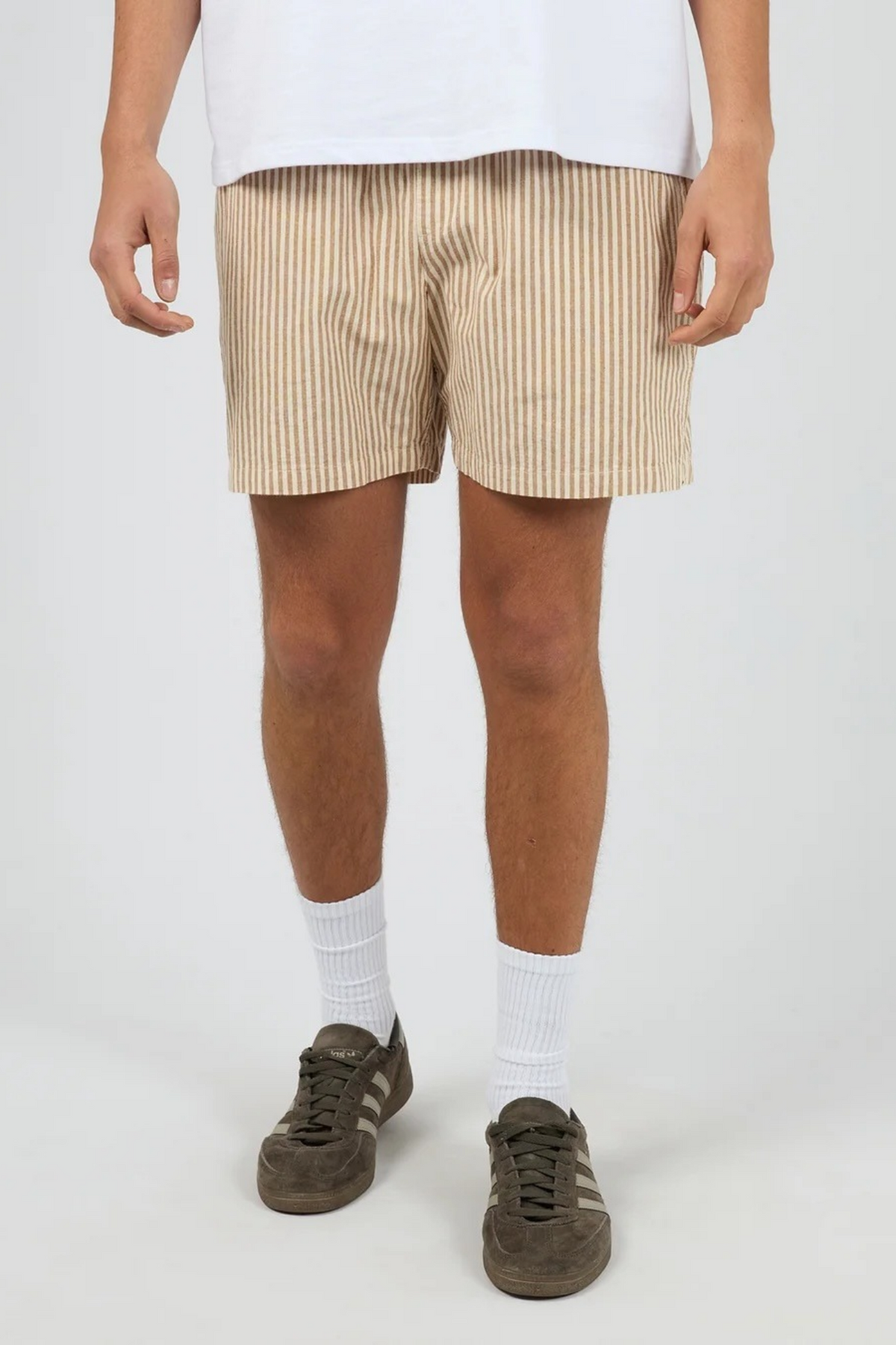 Stripe Linen Short Brown