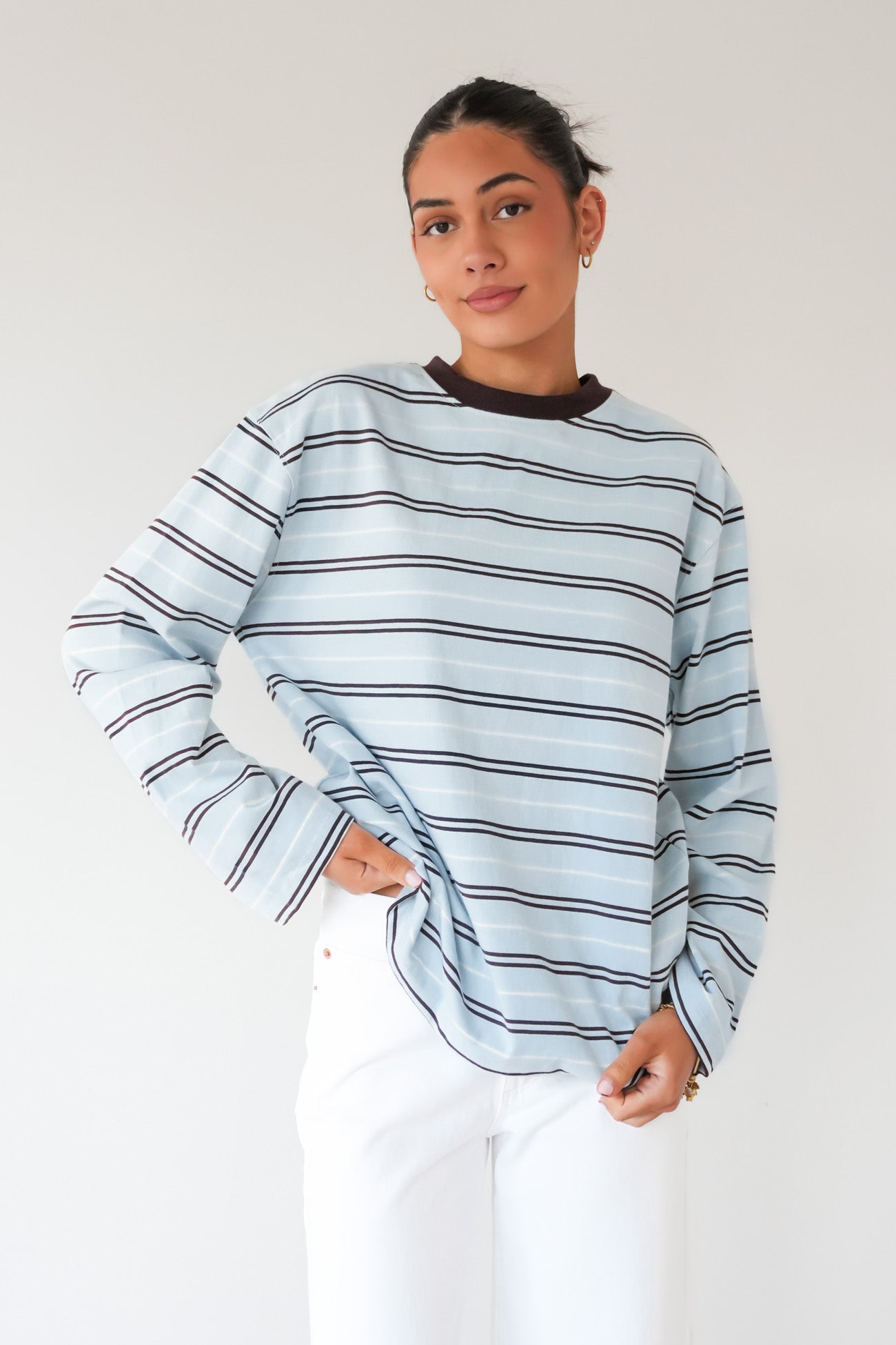 Stripe Long Sleeve Tee Light Blue