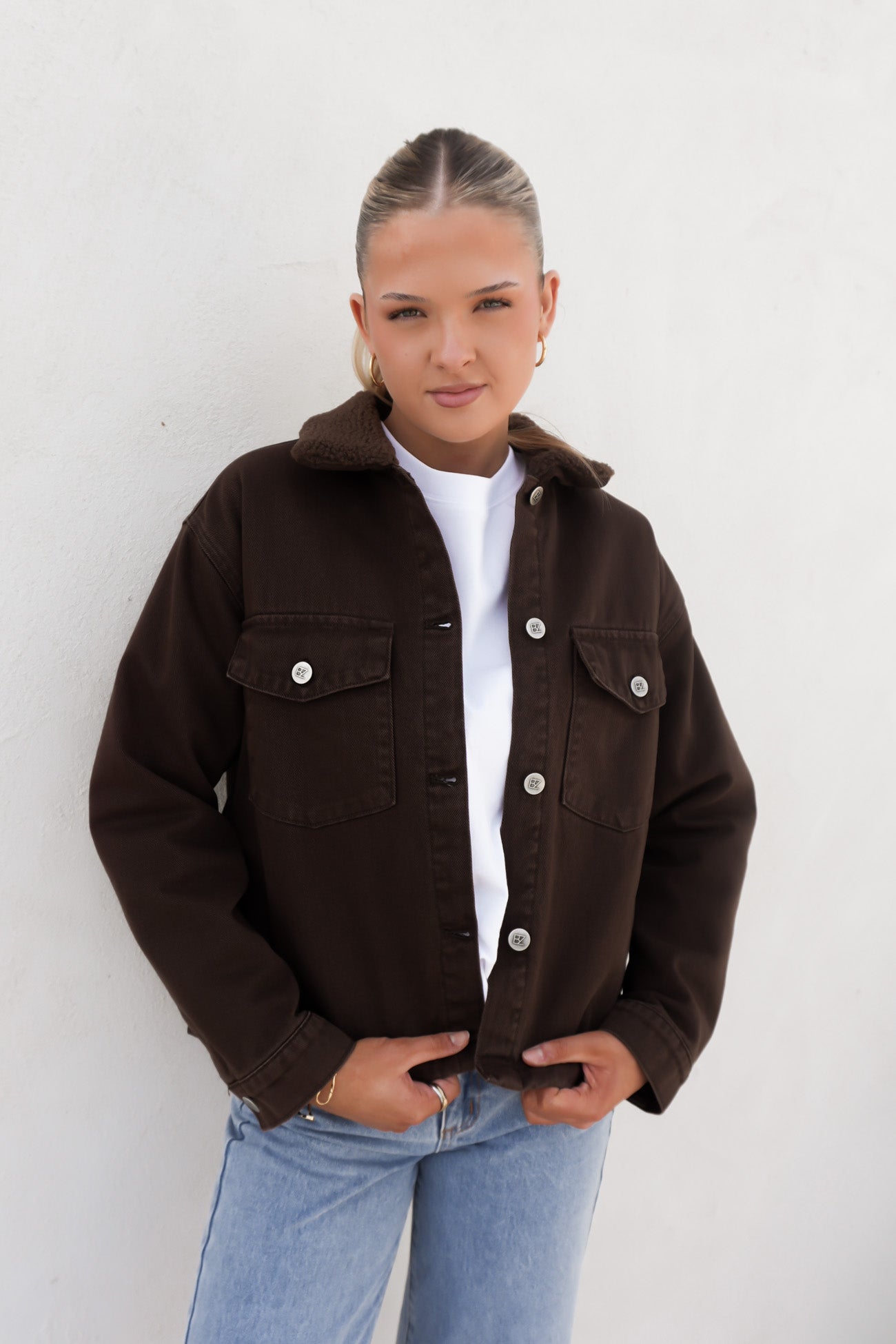Sutton Denim Sherpa Jacket Chocolate