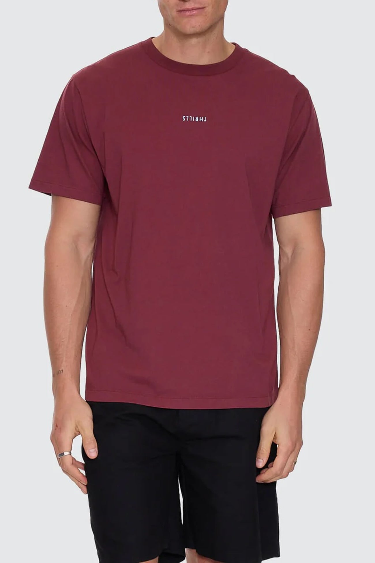 Minimal Thrills Merch Fit Tee New Maroon