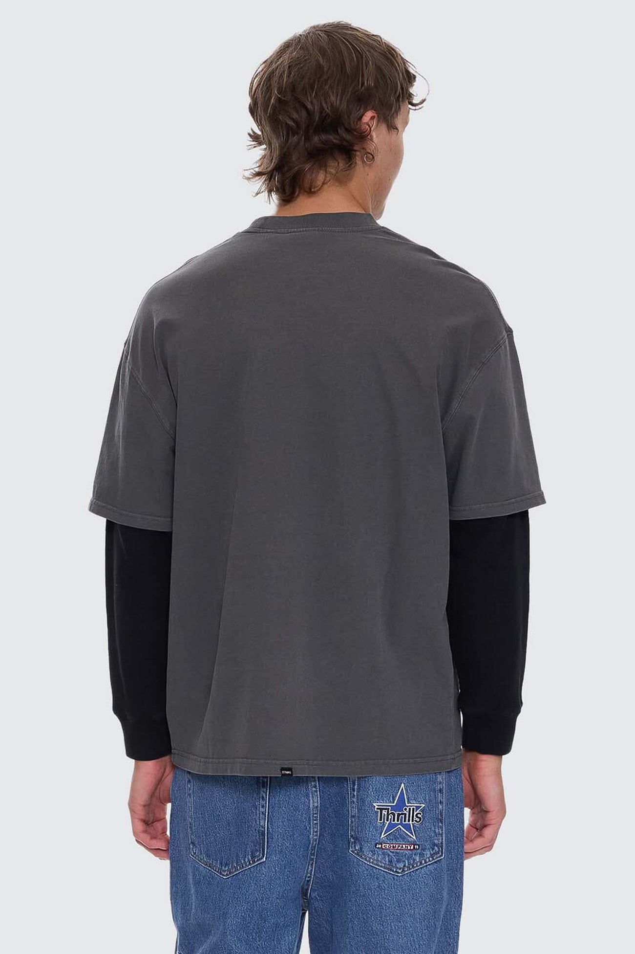 Arts & Industrial Layer Box Fit Oversize Long Sleeve Tee Merch Black