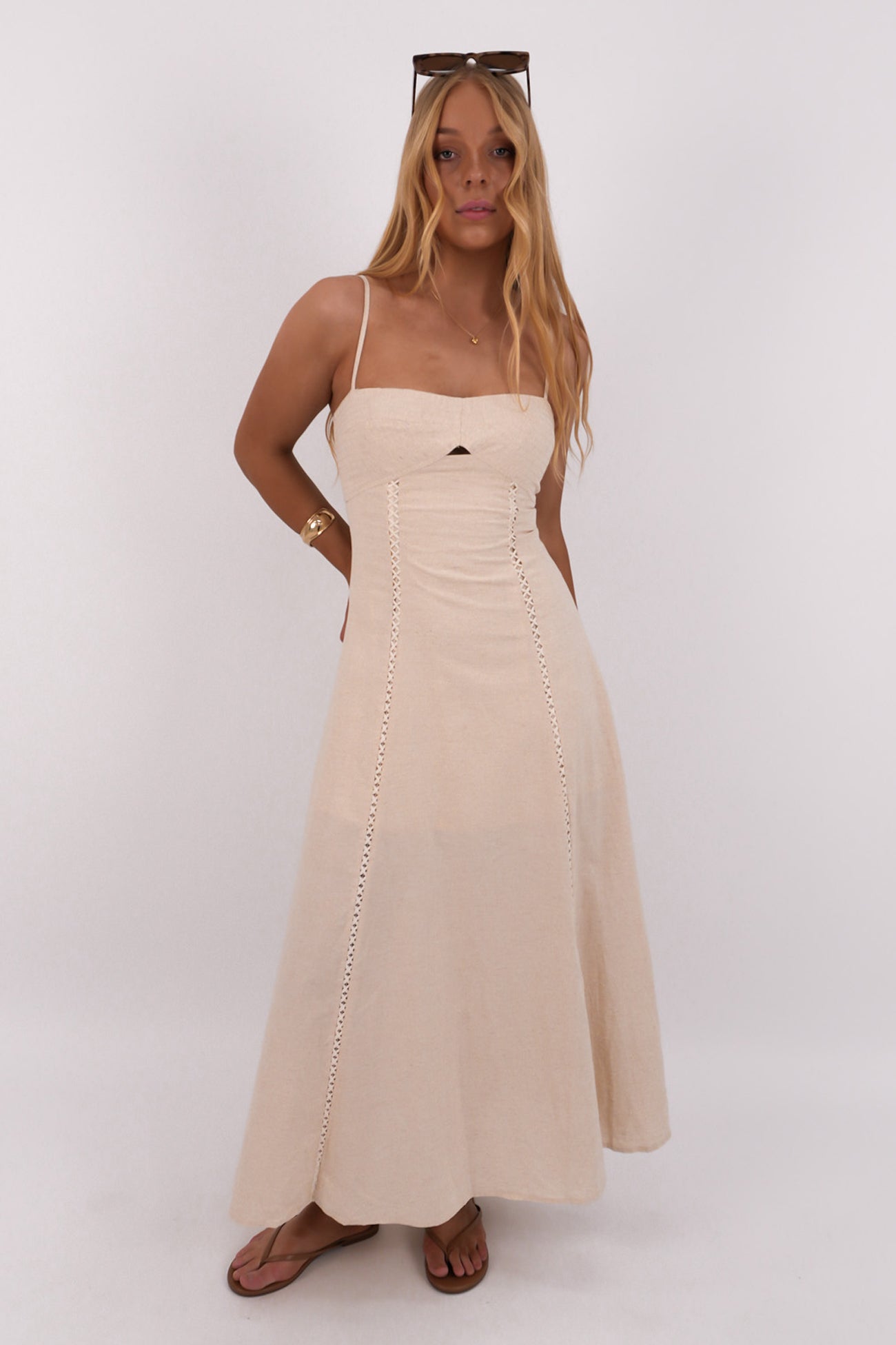 Tahira Midi Dress Beige
