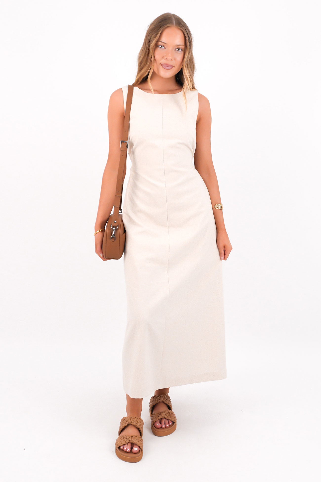 Tallow Tie Maxi Dress Natural