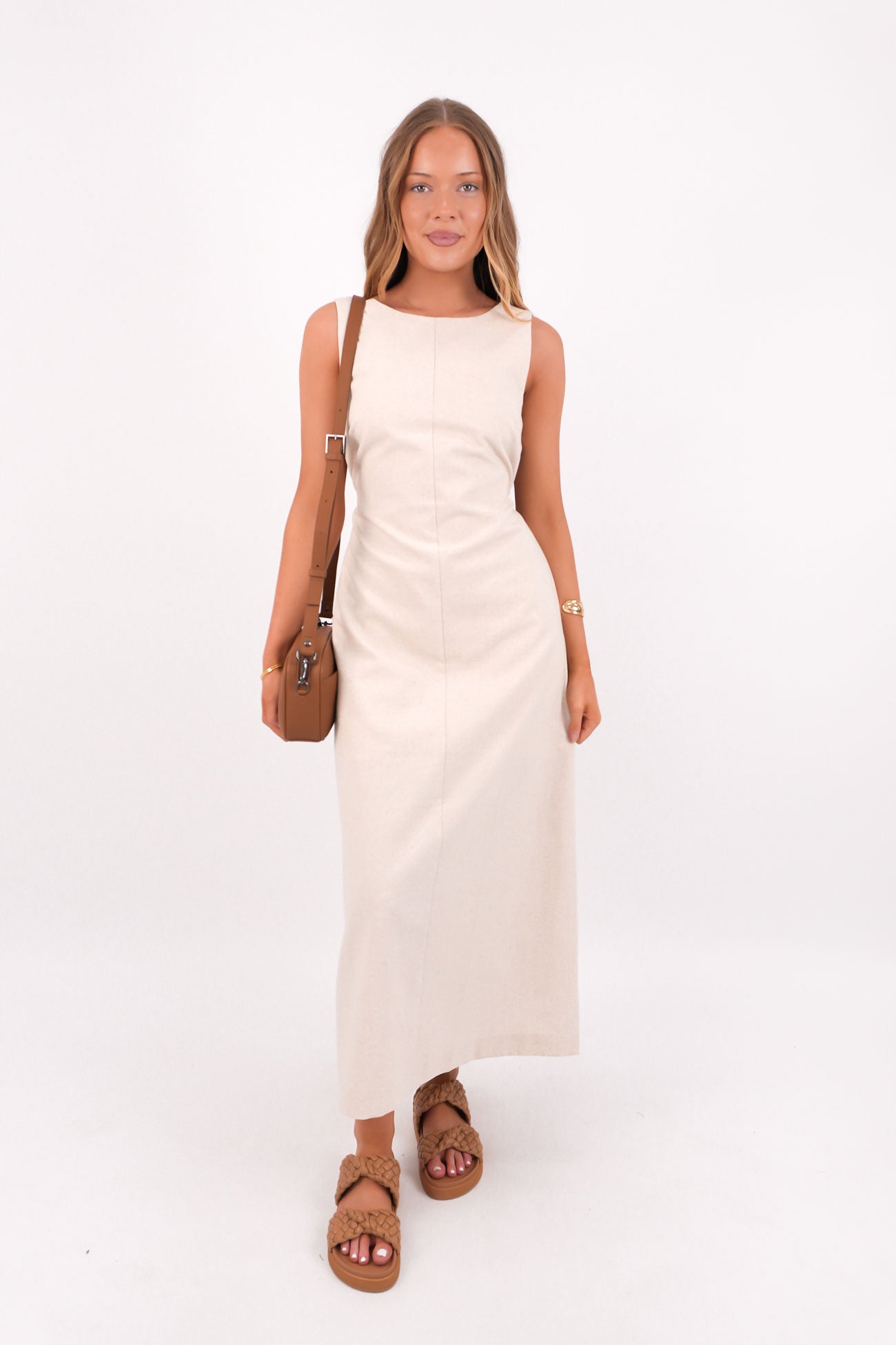 Tallow Tie Maxi Dress Natural