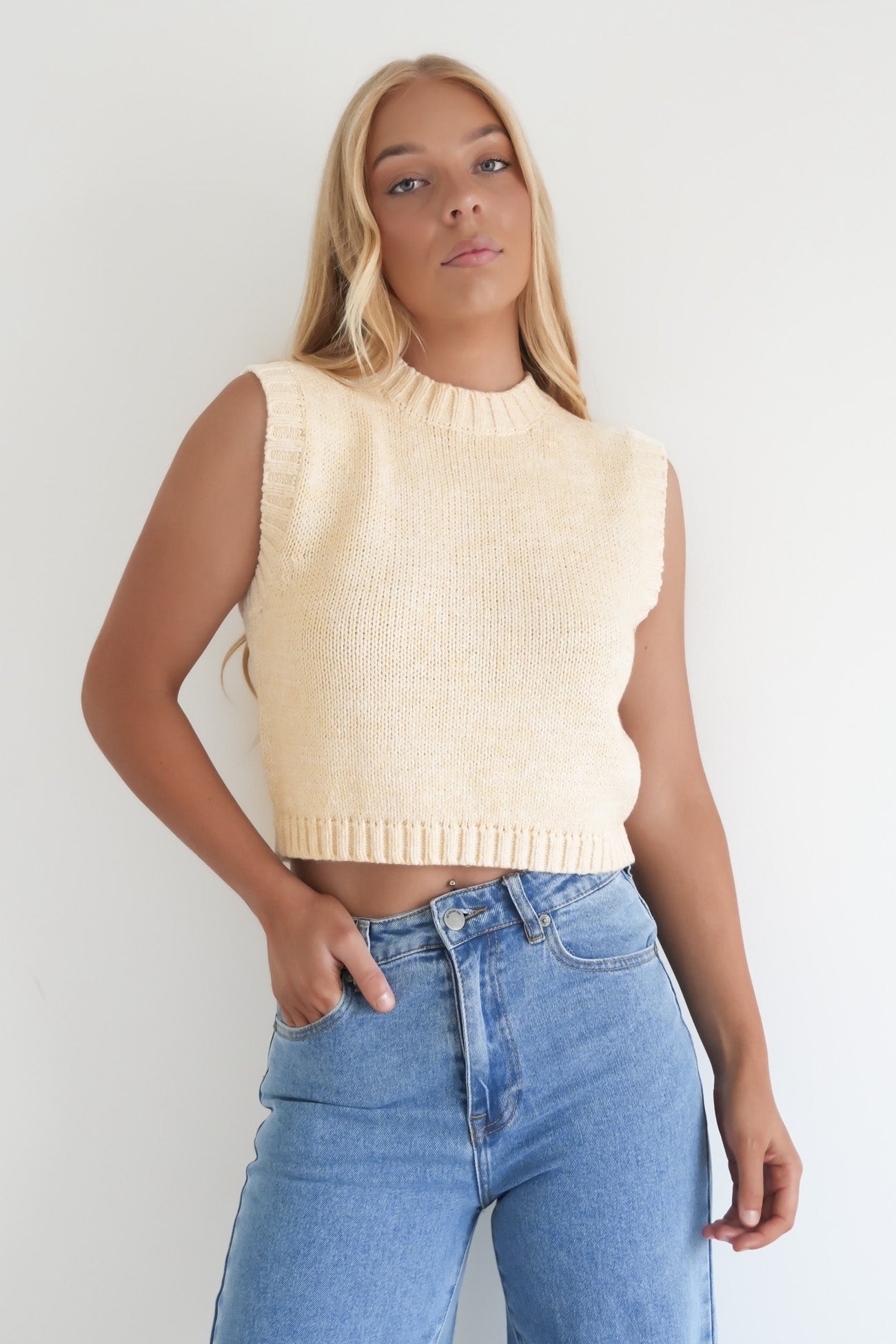 Talullah Knit Vest Vintage White