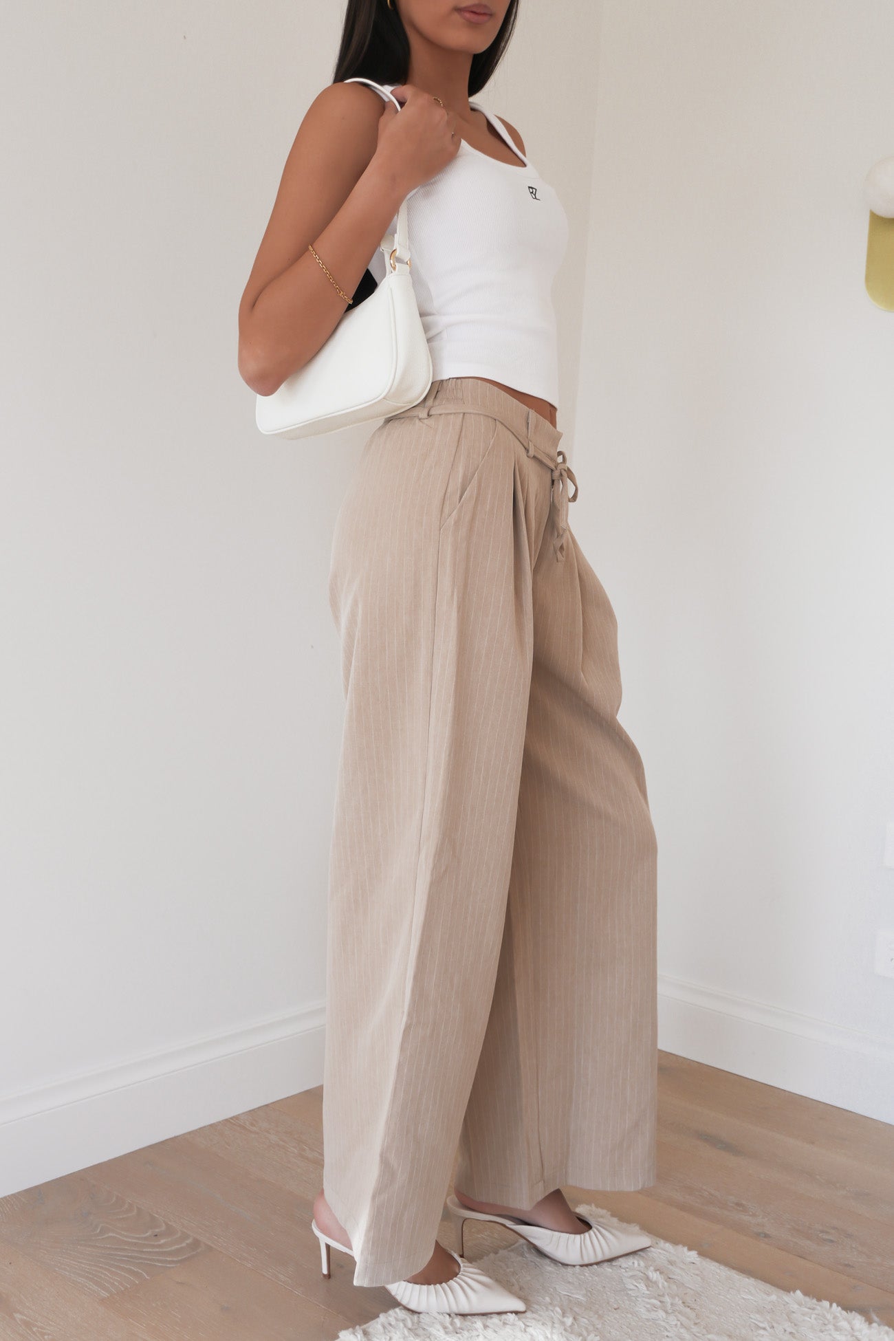 Tarly Pant Beige Pinstripe