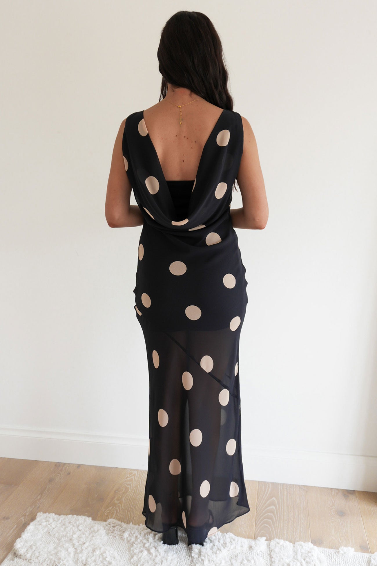 Teigan Maxi Dress Black Polka Dot