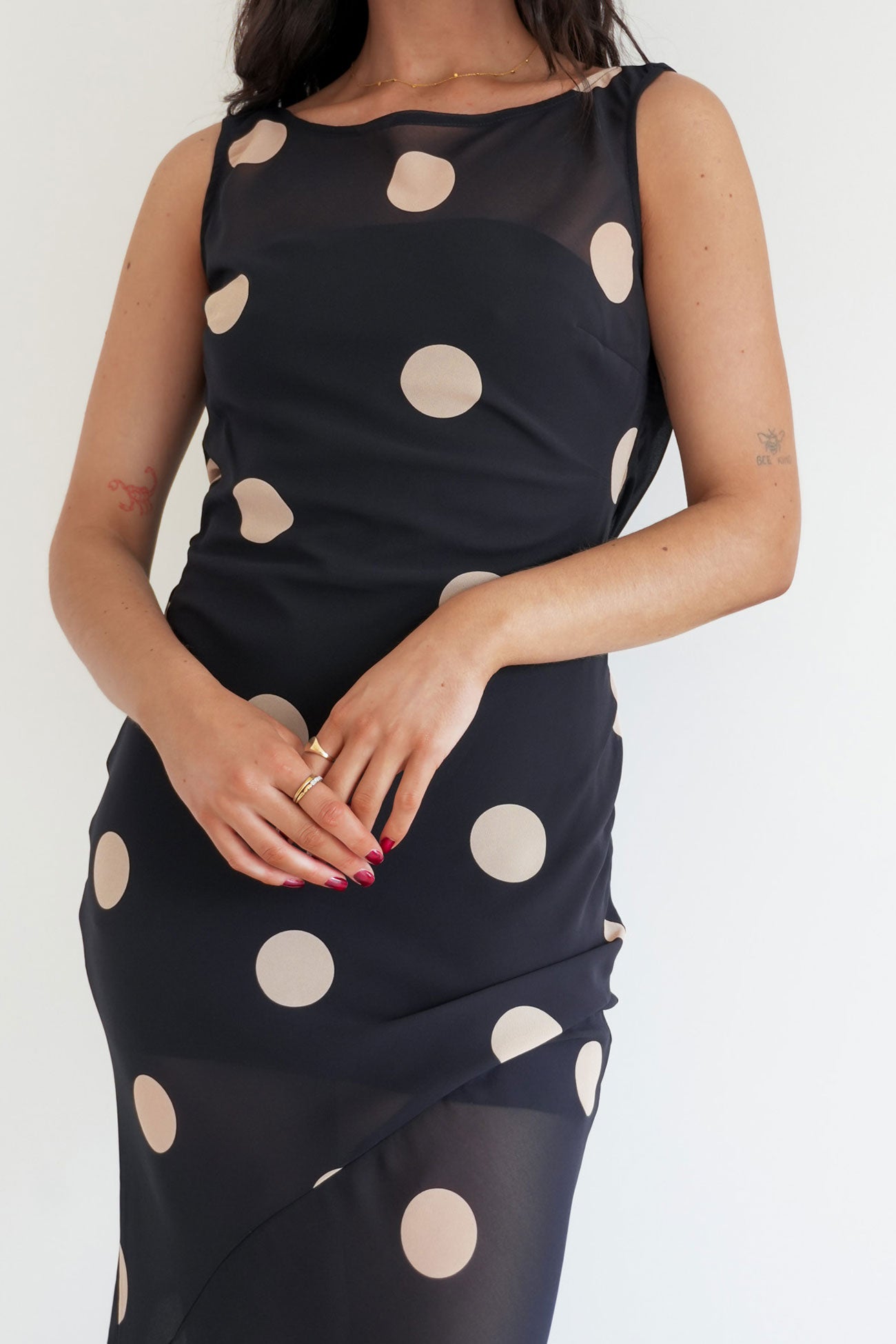 Teigan Maxi Dress Black Polka Dot
