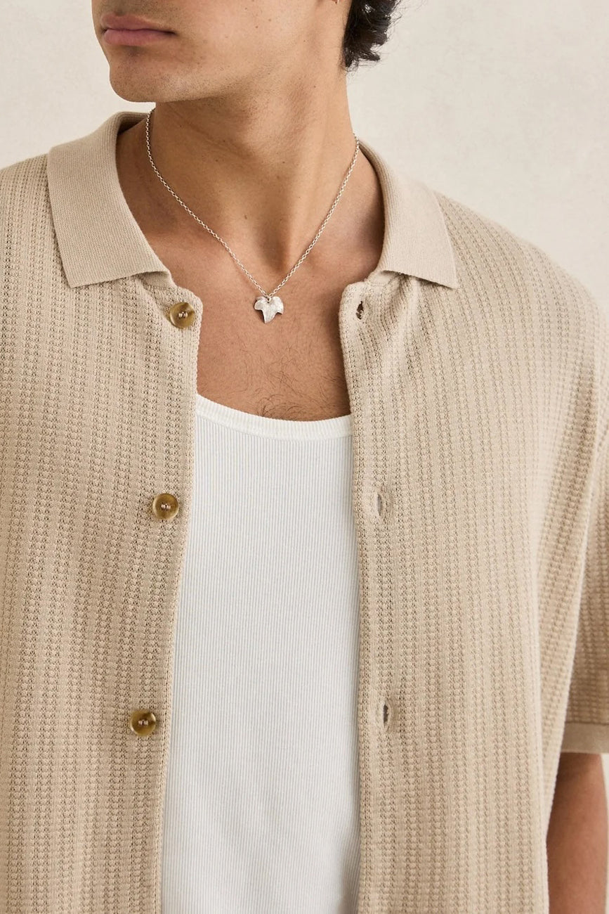 Textured Knit Short Sleeve Shirt Stone