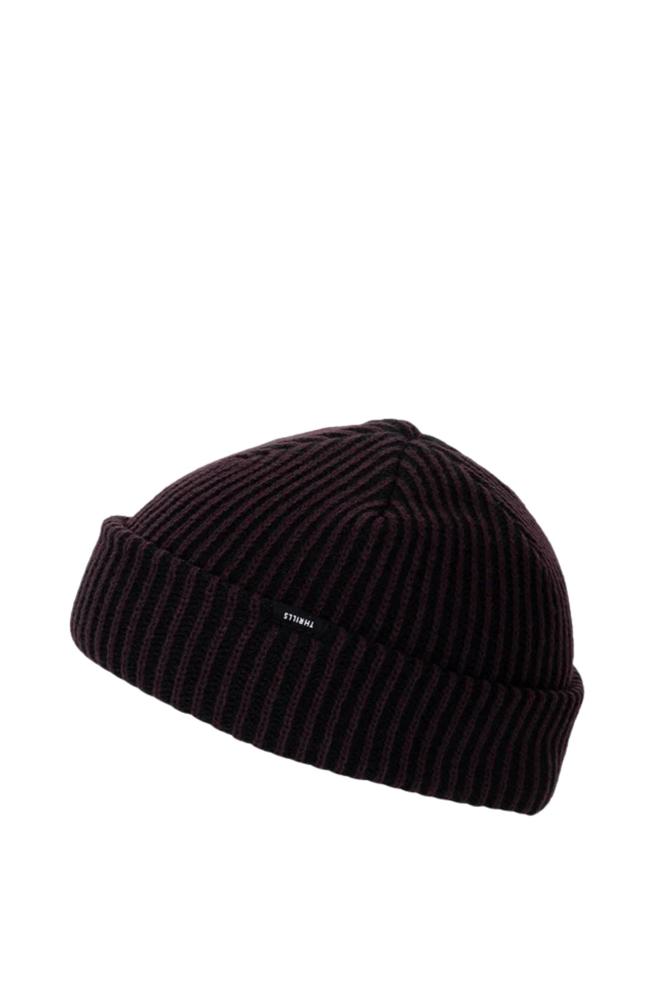 Thrills Classic Ribbed Beanie Black Deep Plum
