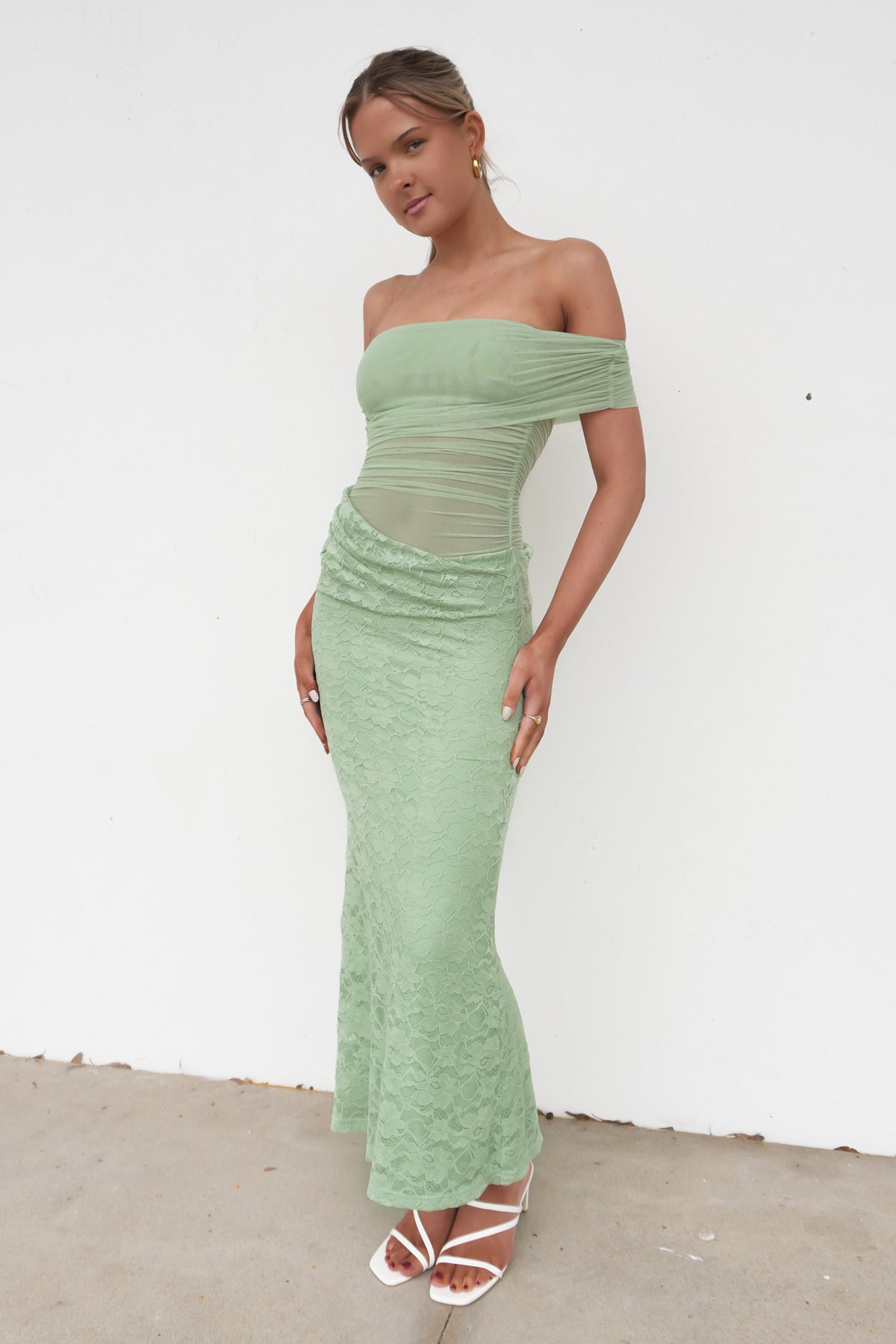 Tiffany Lace Maxi Dress Sage