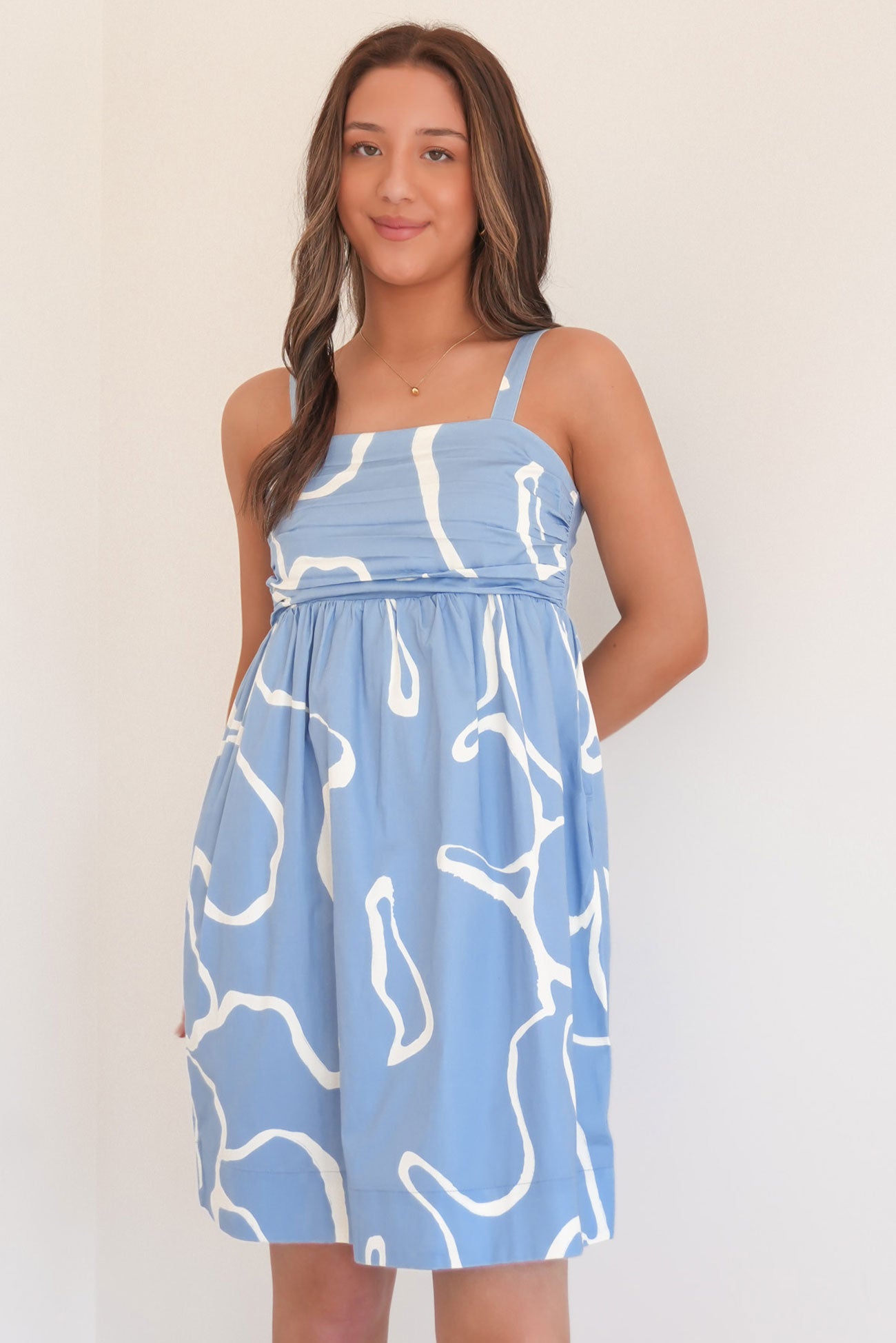 Tilda Empire Line Mini Dress Abstract Daisy