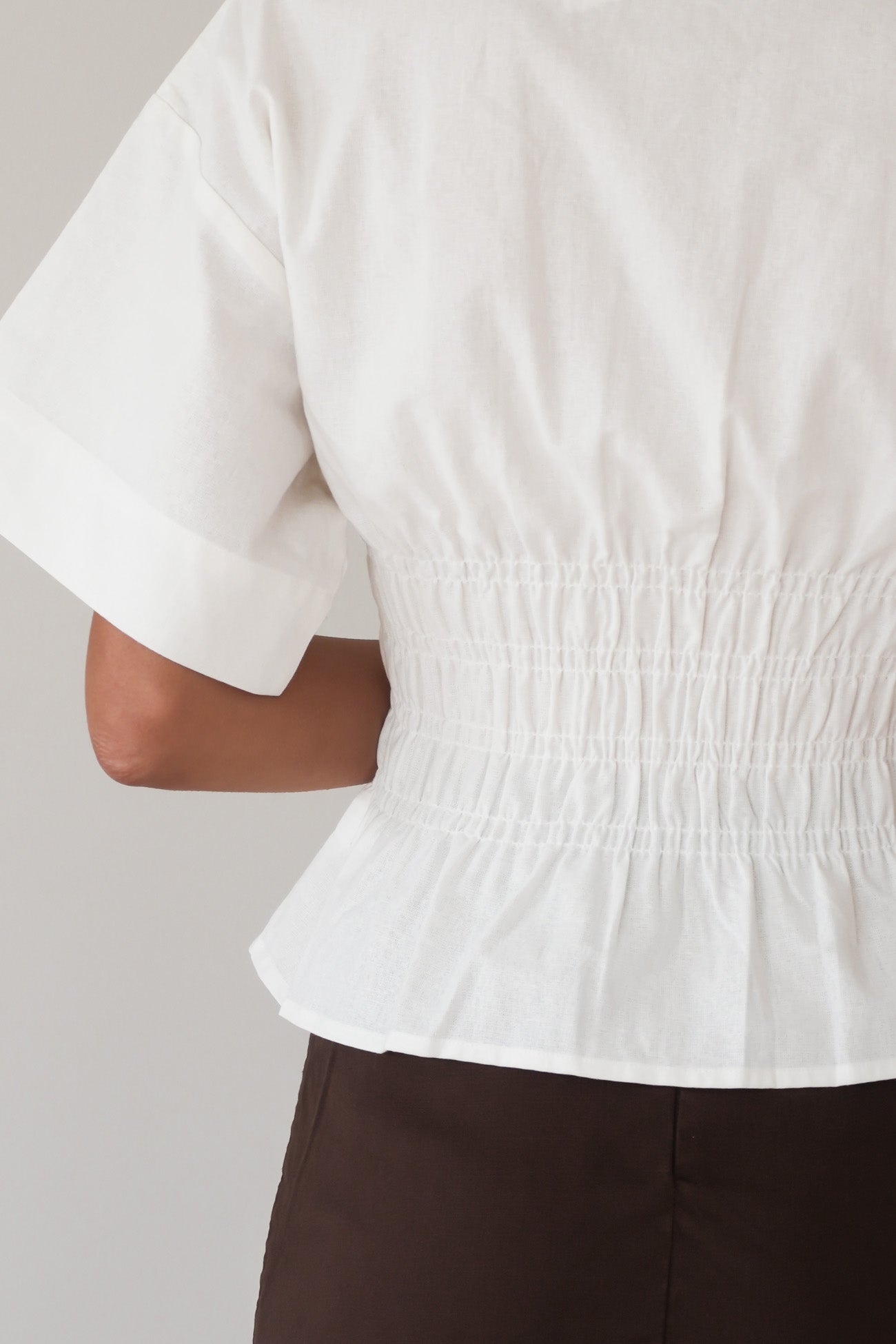 Timeless Shirred Top White