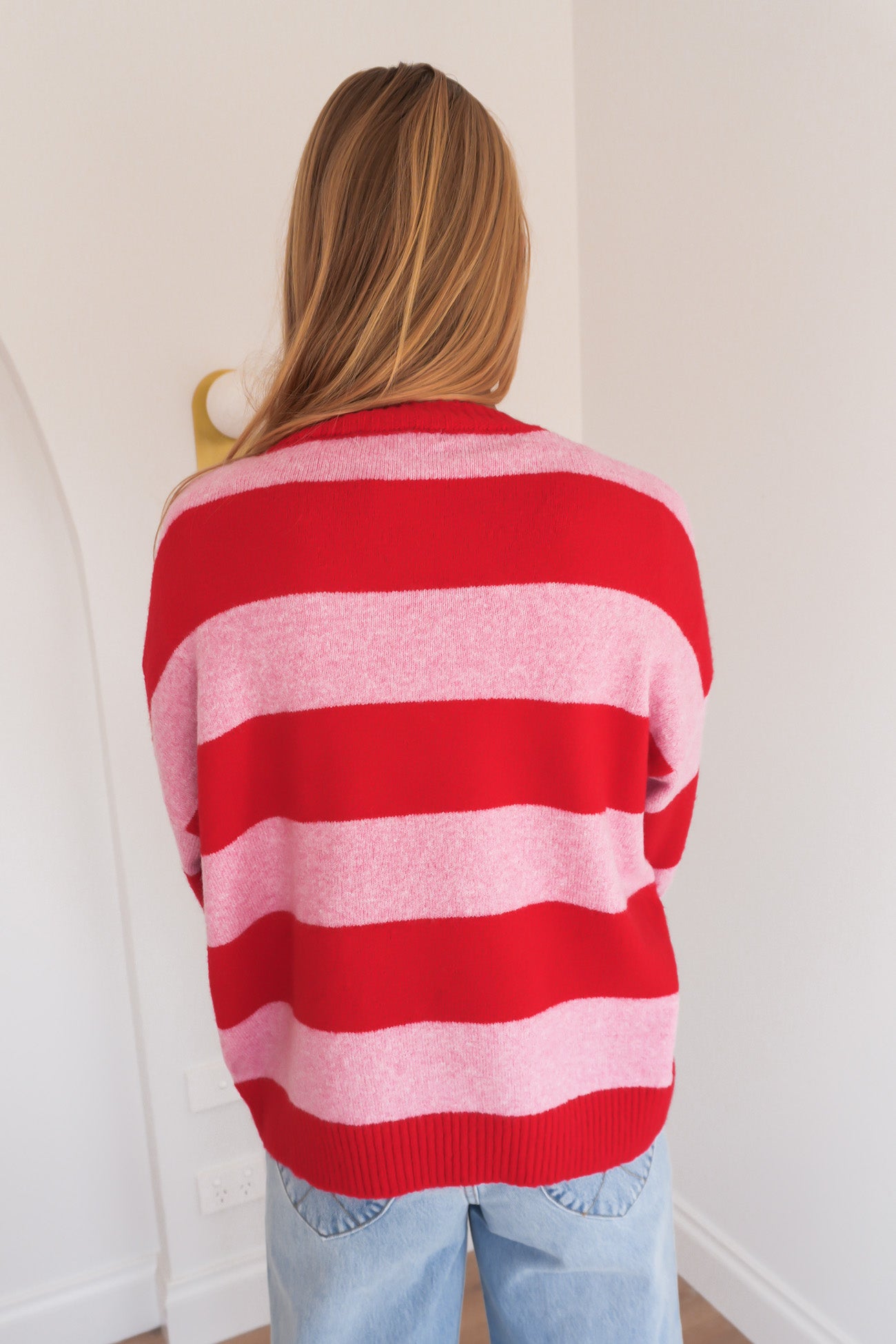 Tiva Knit Jumper Red Pink Stripe