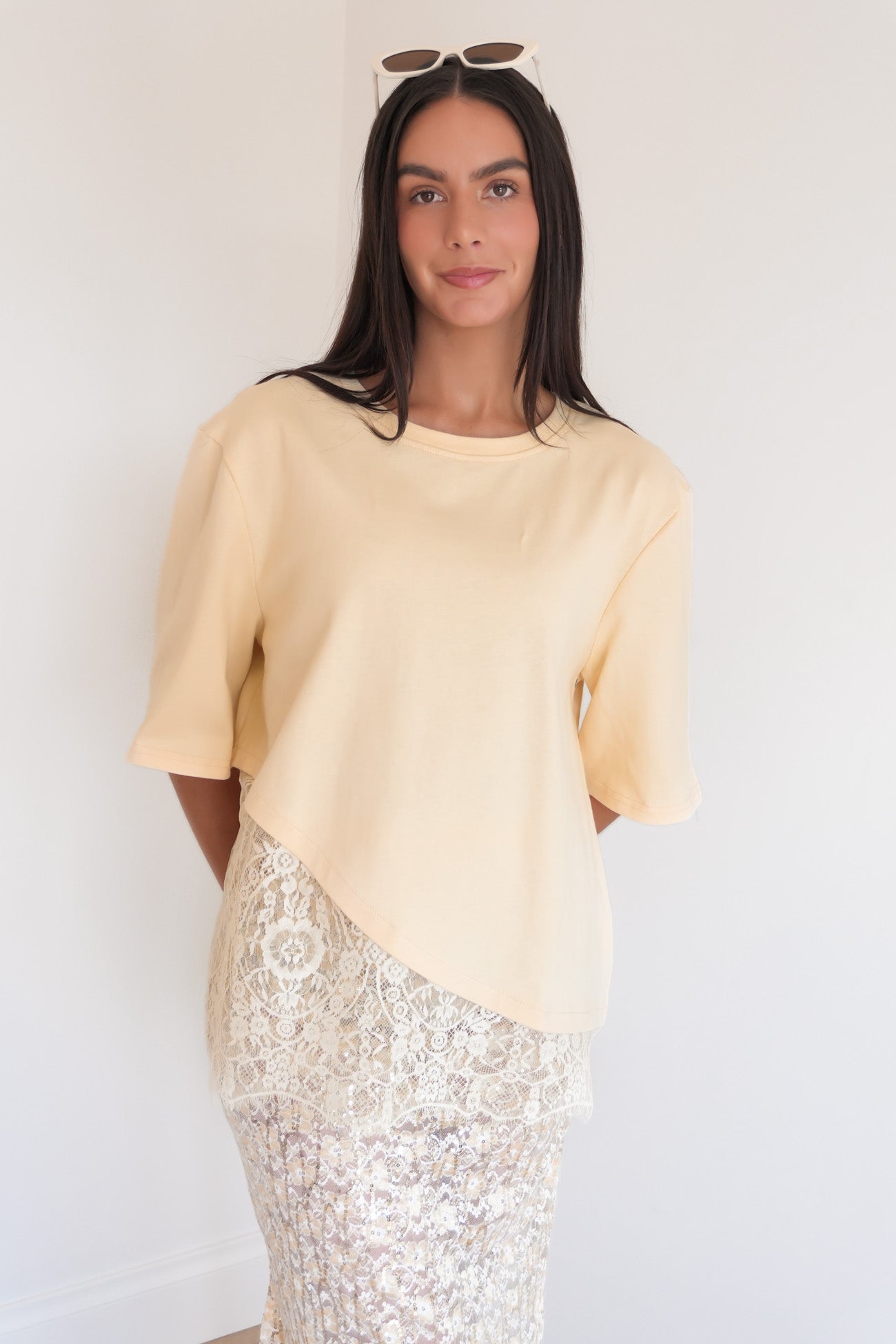 Tommi Lace Tee Yellow