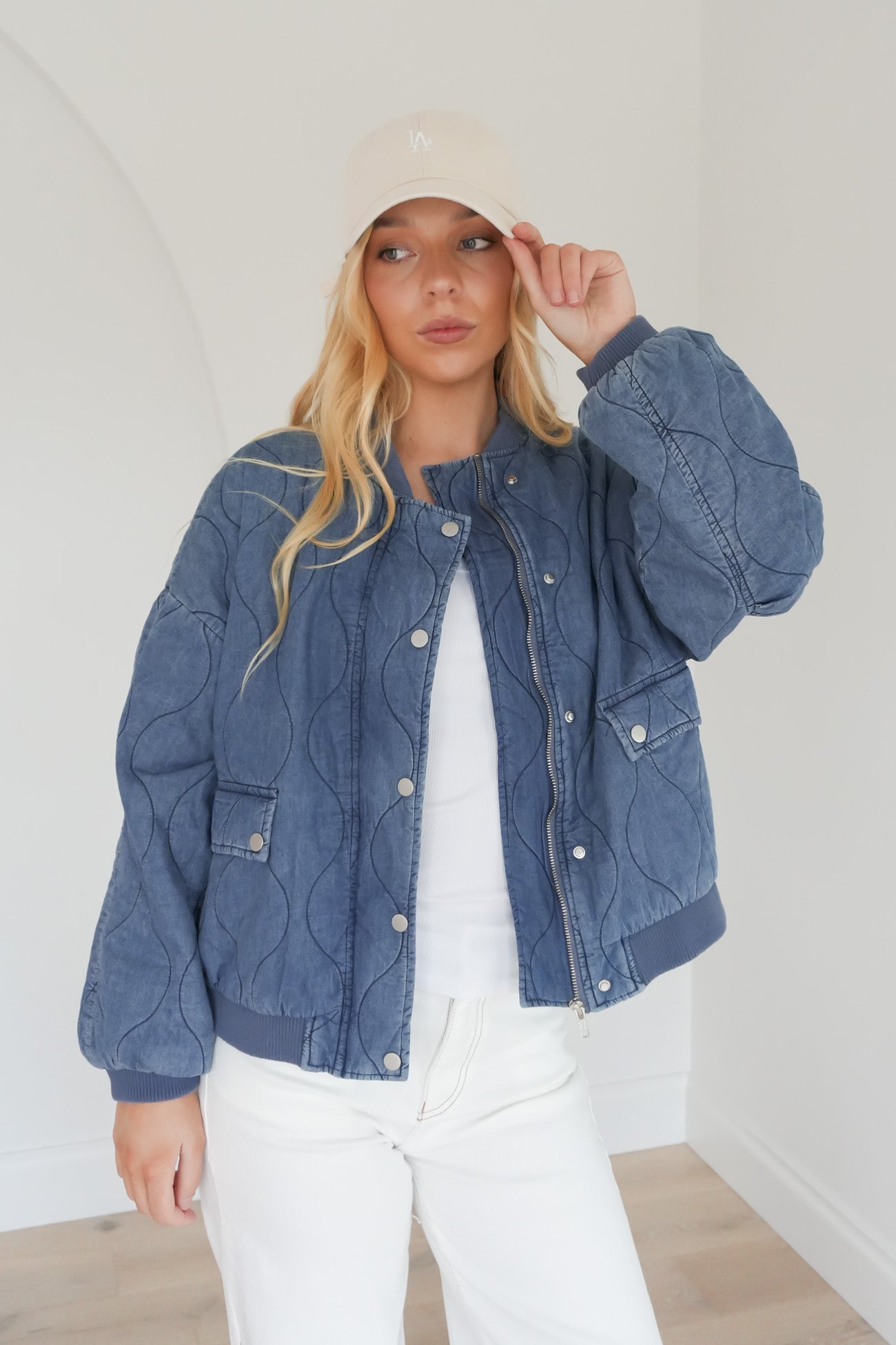 Toni Bomber Jacket Mid Blue Denim
