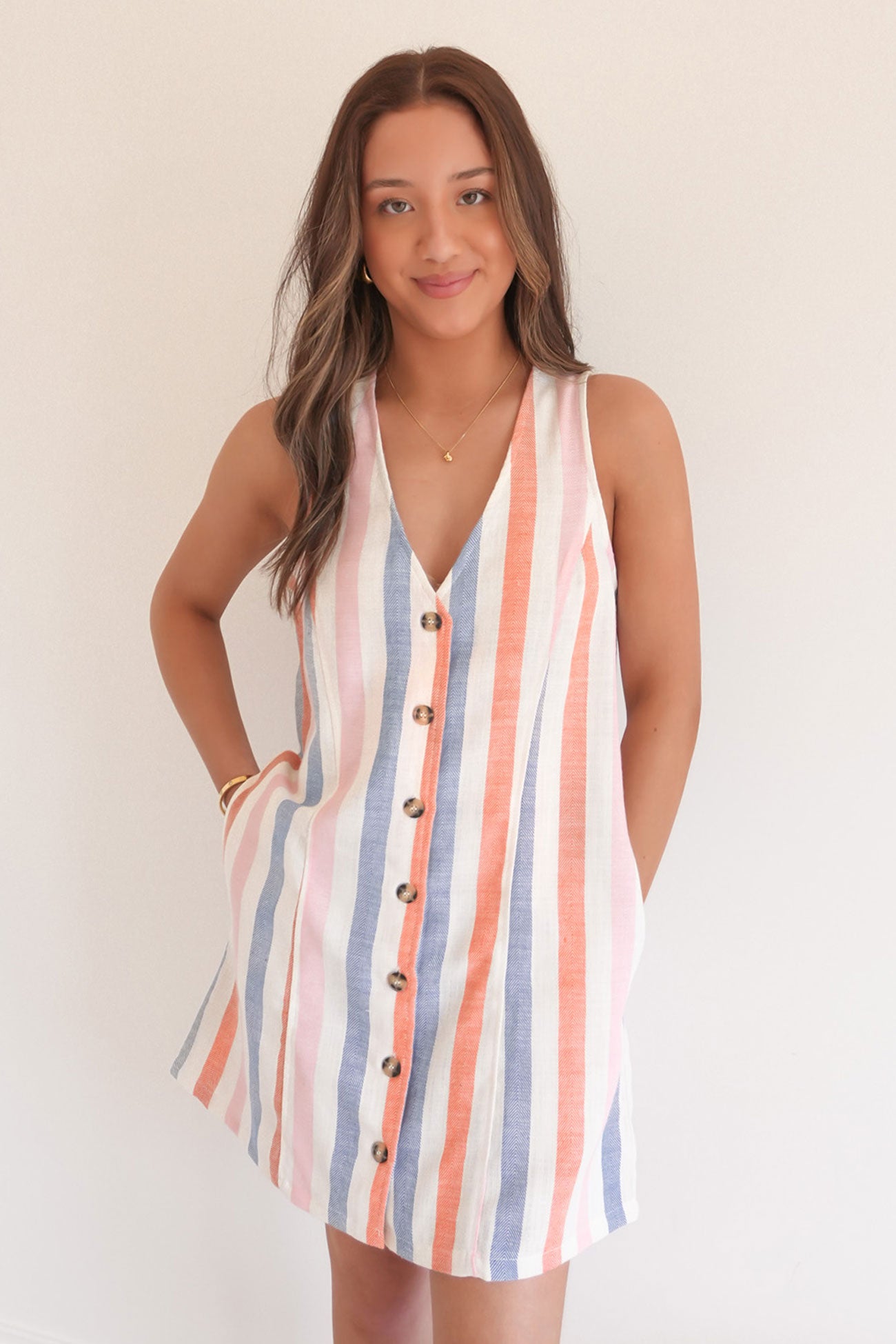 Travis Vest Dress Multi Stripe