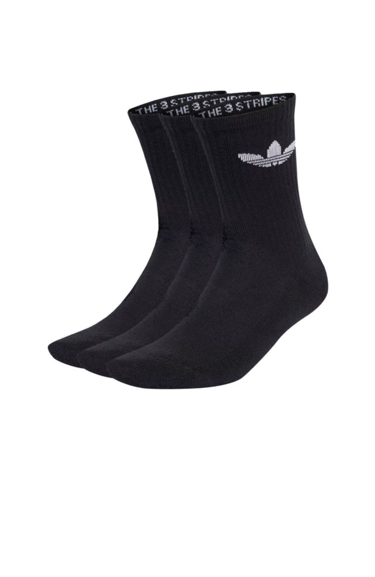 Cushioned Trefoil Mid-Cut Crew Socks 3PK Black