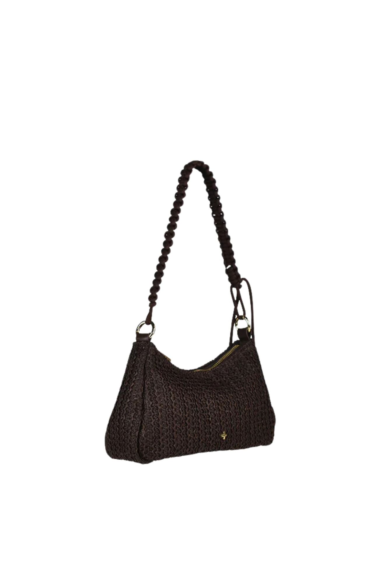 Tulum Bag Chocolate Raffia Gold